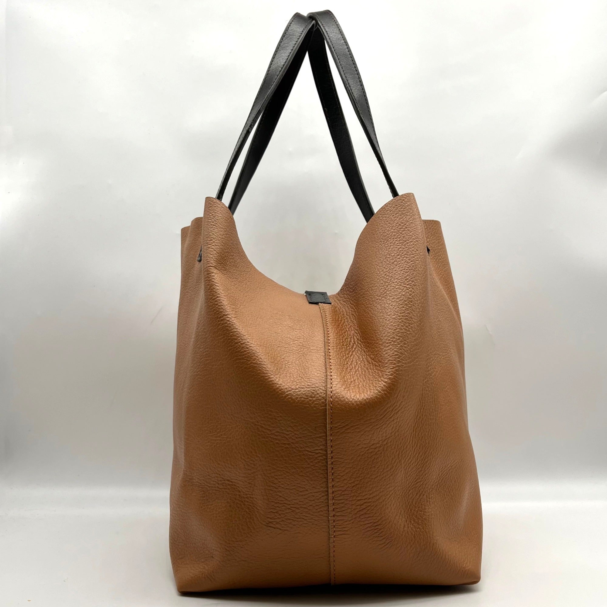 Luruena Brown Pebbled Leather Shoulder Bag