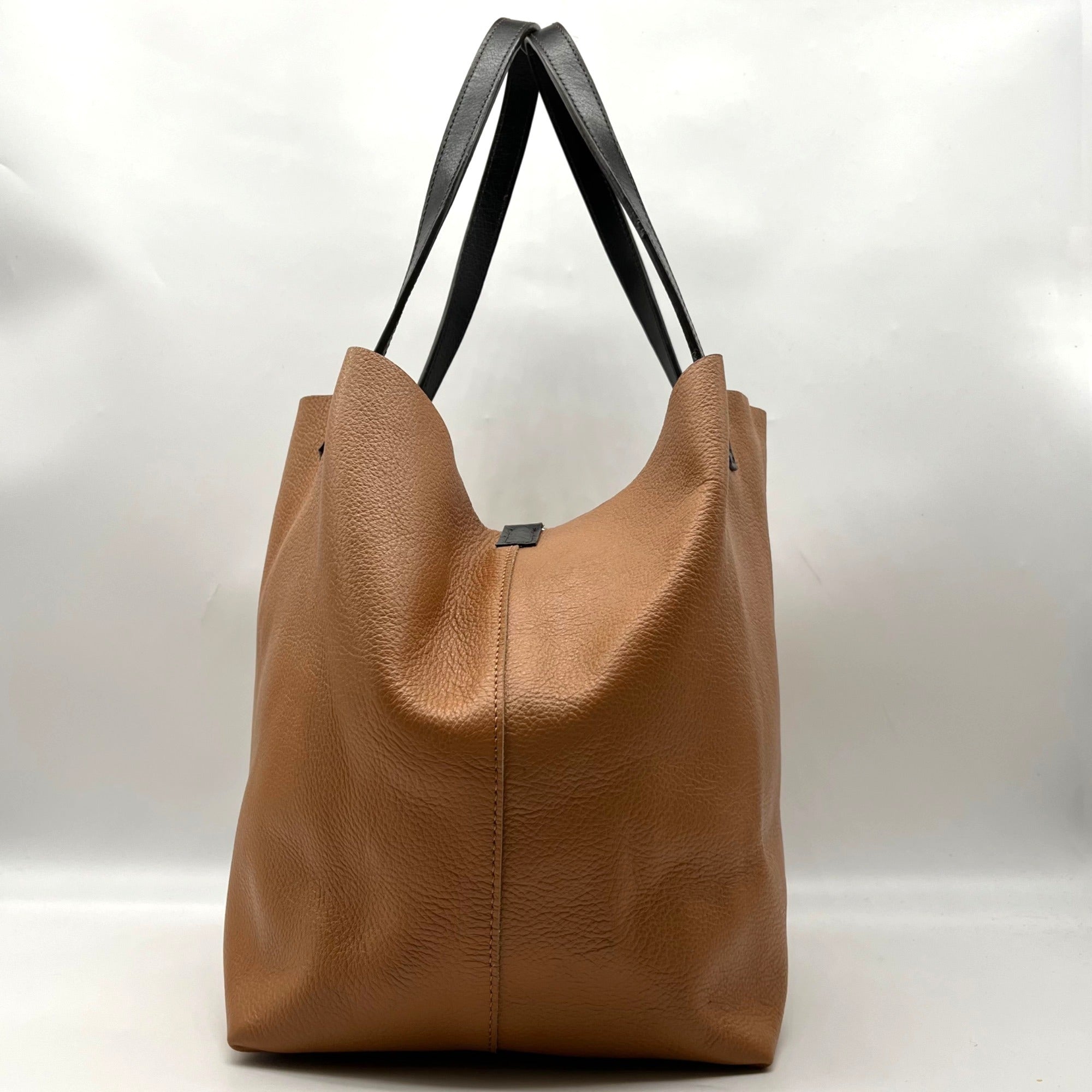 Luruena Brown Pebbled Leather Shoulder Bag