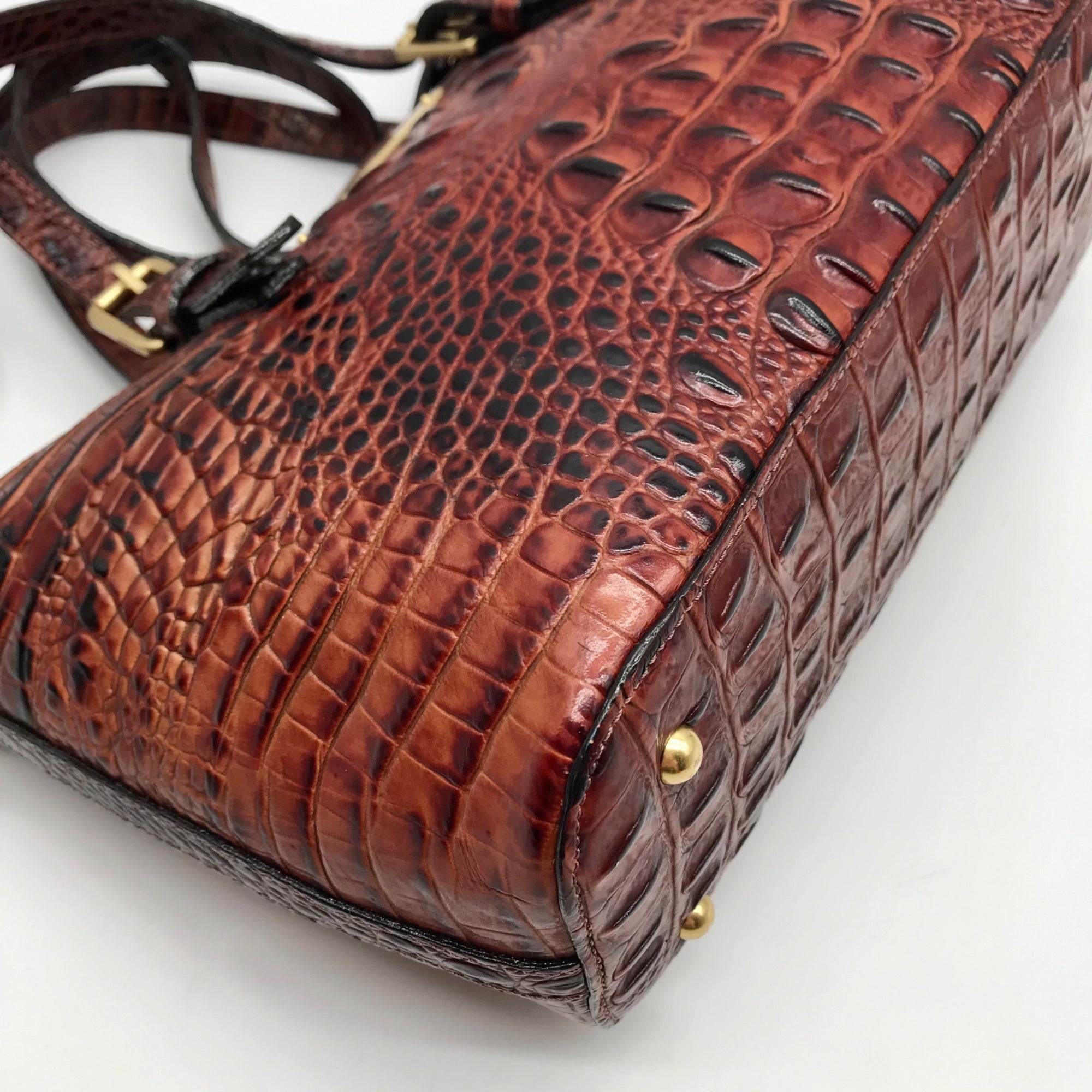 Brahmin Pecan Melbourne Croc Embossed Leather Asher Convertible Satchel