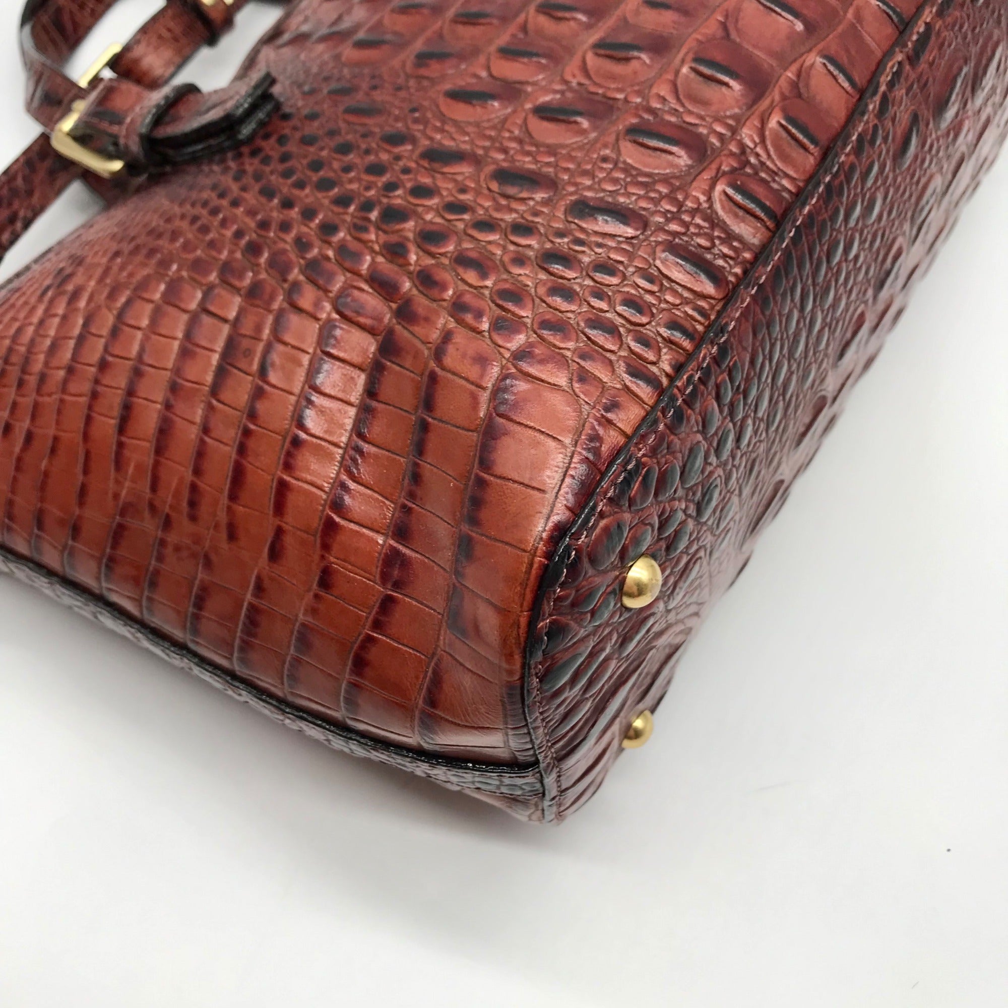 Brahmin Pecan Melbourne Croc Embossed Leather Asher Convertible Satchel