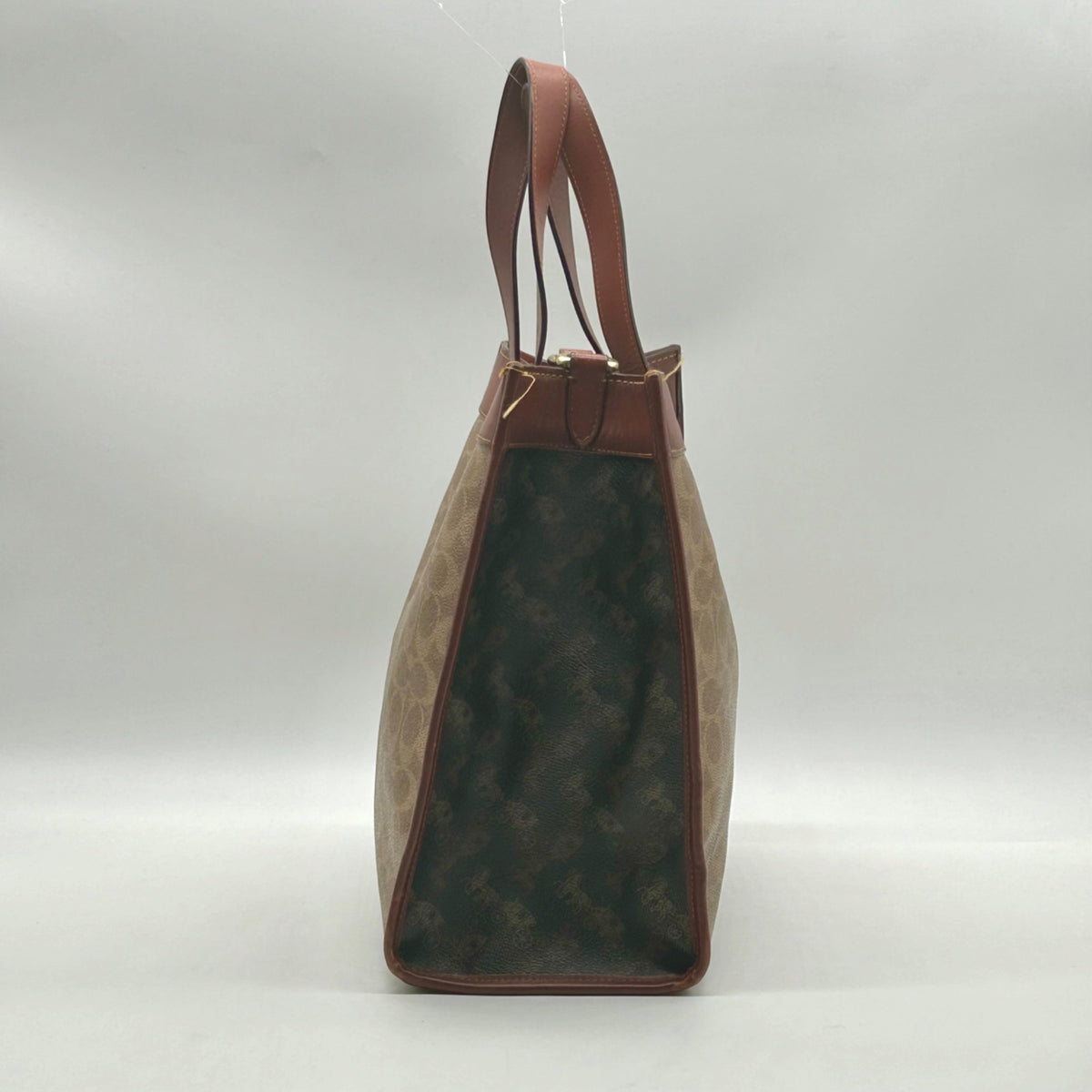 Coach Brown Coated Canvas &amp; Horse And Carriage Print Tote Bag-C0776