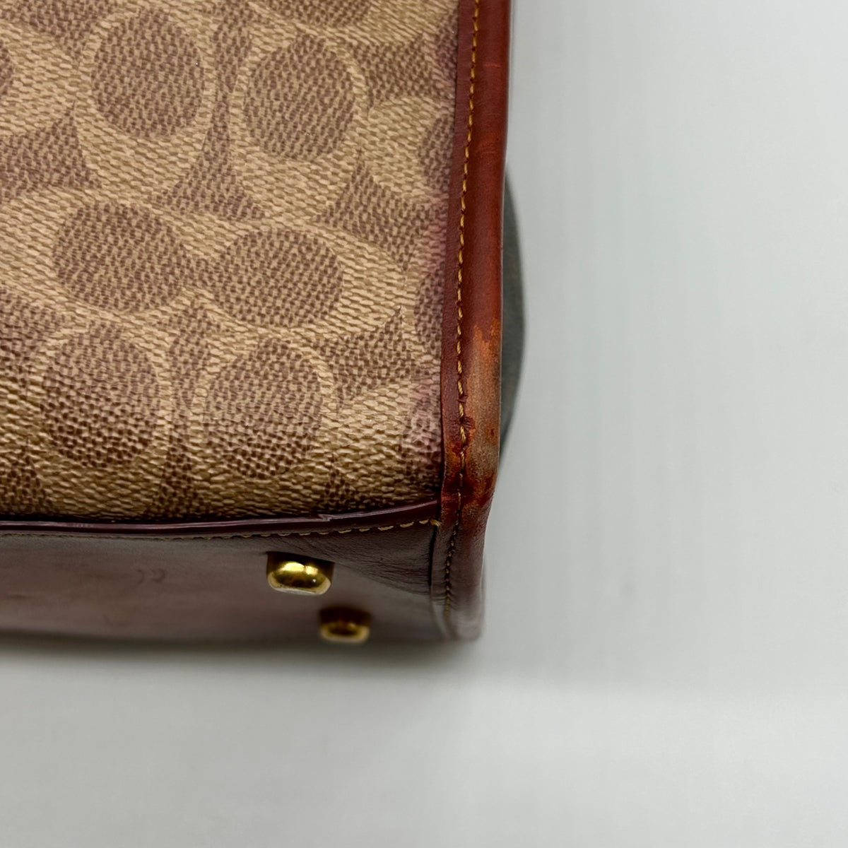 Coach Brown Coated Canvas &amp; Horse And Carriage Print Tote Bag-C0776