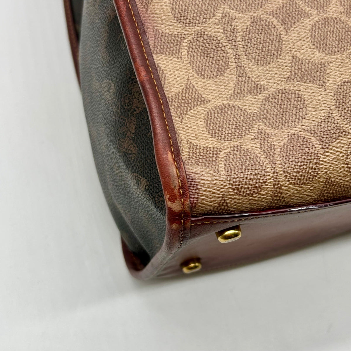 Coach Brown Coated Canvas &amp; Horse And Carriage Print Tote Bag-C0776