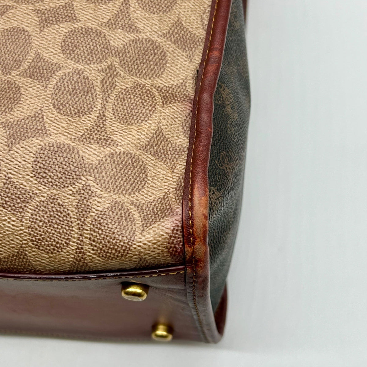 Coach Brown Coated Canvas &amp; Horse And Carriage Print Tote Bag-C0776