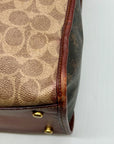 Coach Brown Coated Canvas & Horse And Carriage Print Tote Bag-C0776