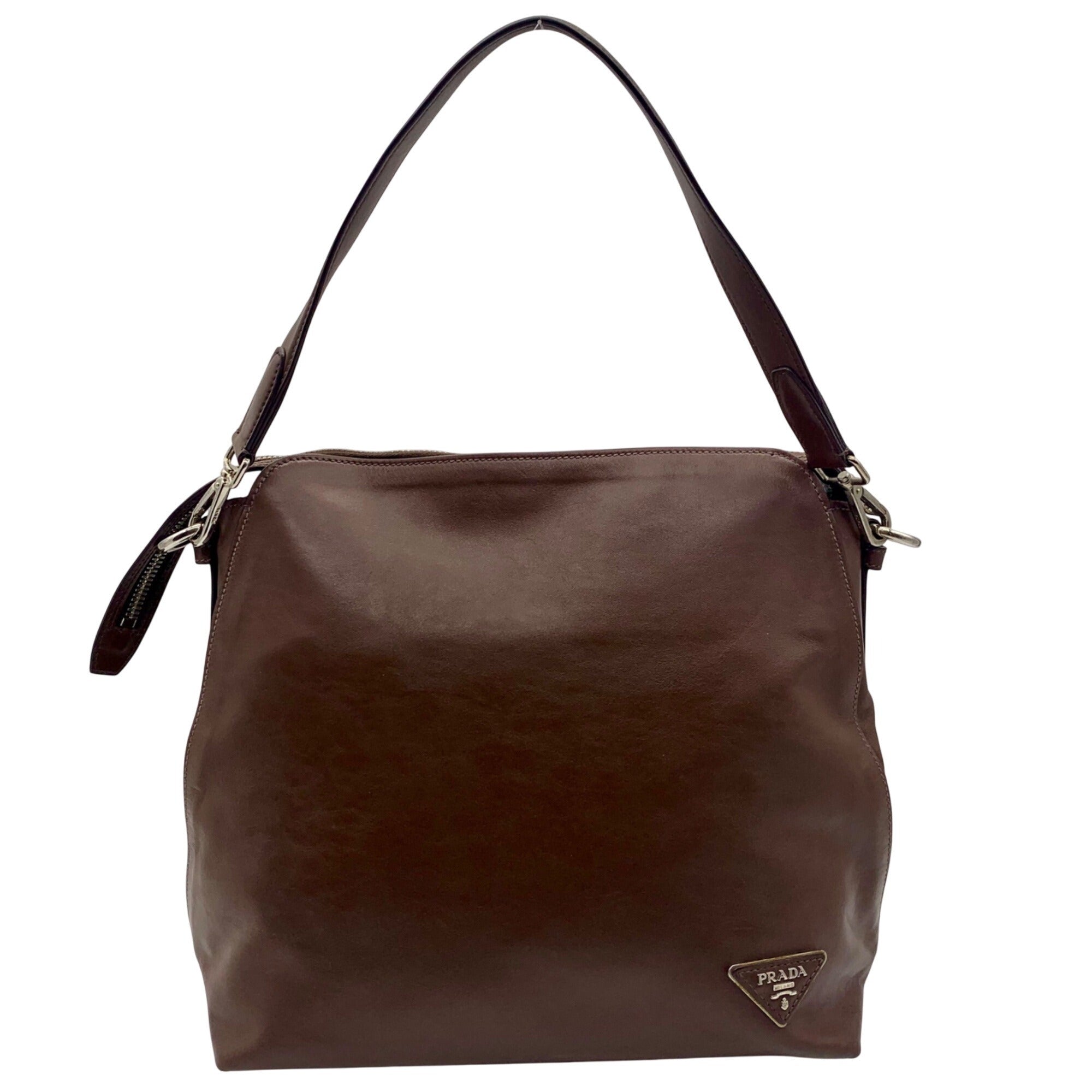 Prada Brown Cervo Leather Hobo Bag