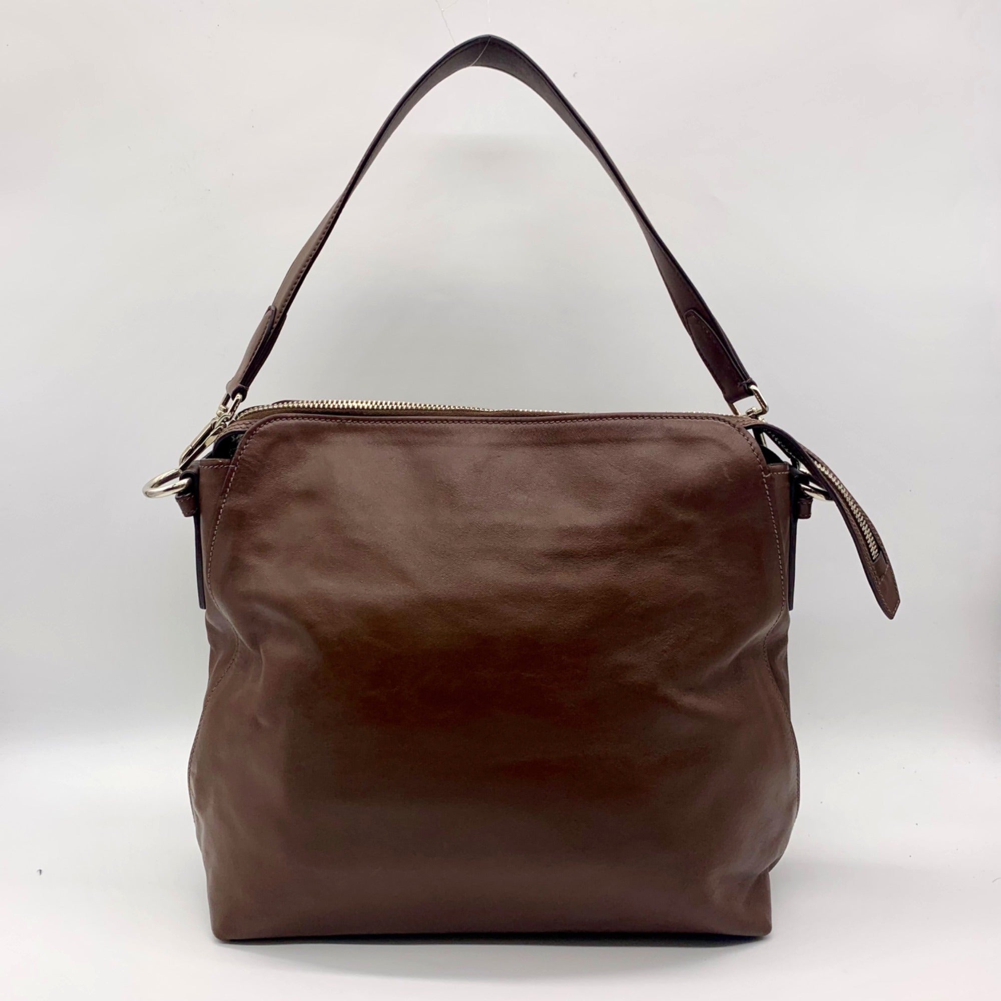 Prada Brown Cervo Leather Hobo Bag
