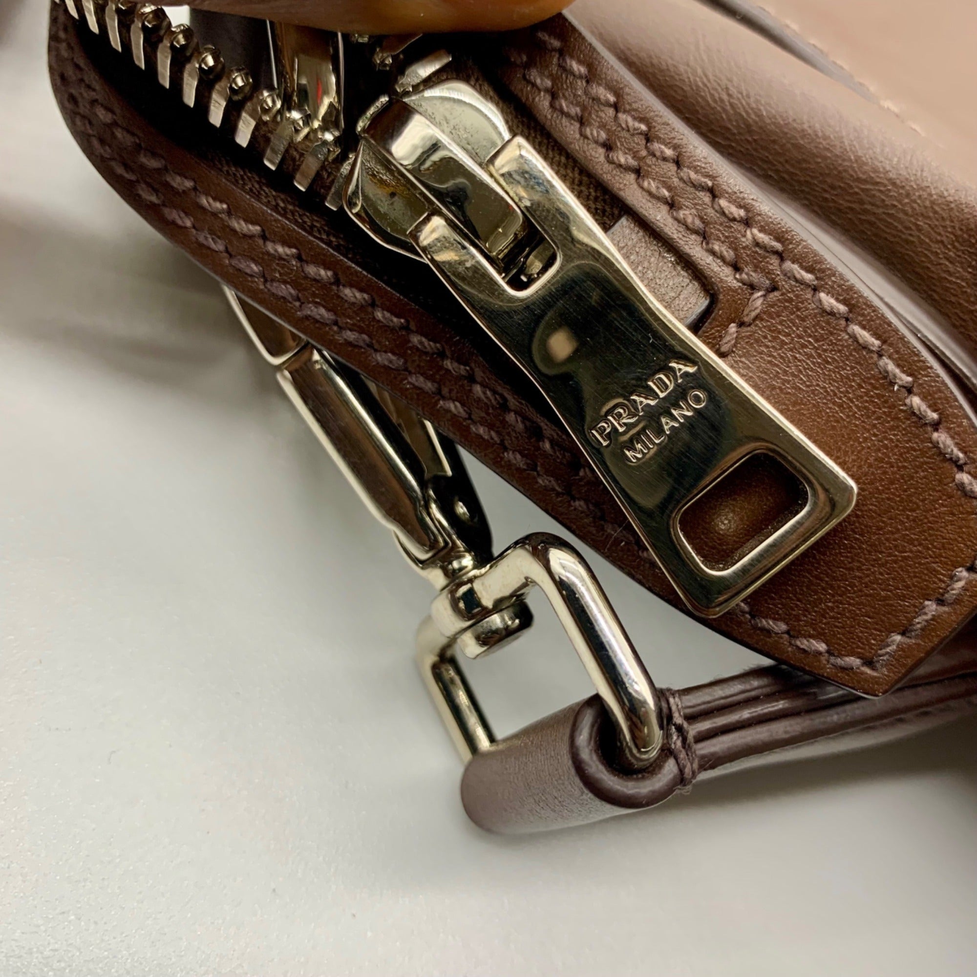 Prada Brown Cervo Leather Hobo Bag