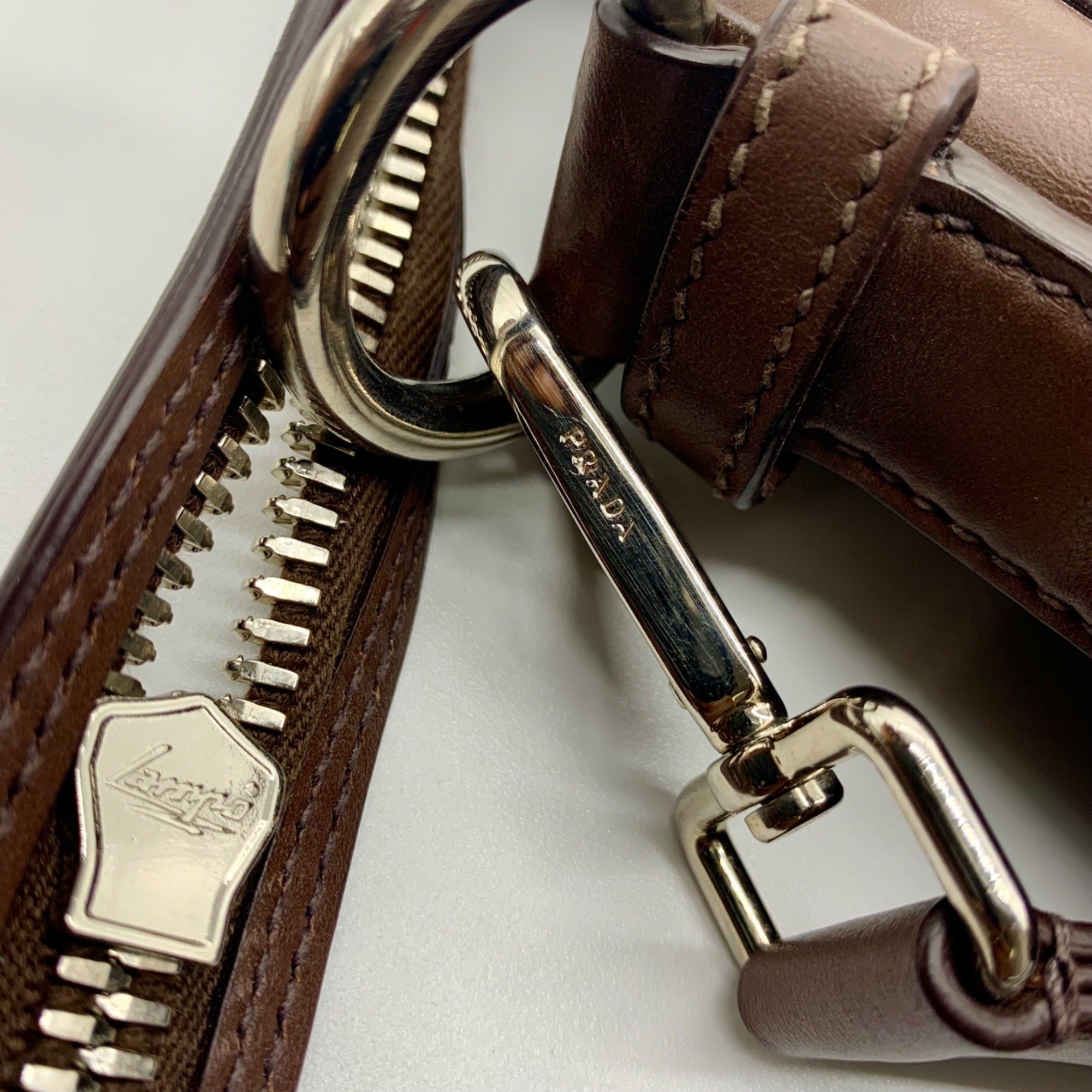 Prada Brown Cervo Leather Hobo Bag