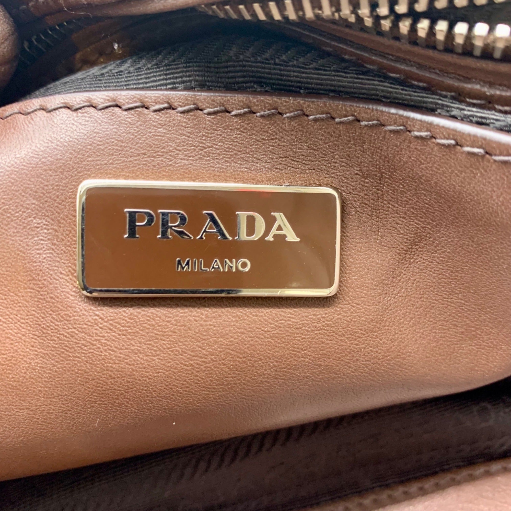 Prada Brown Cervo Leather Hobo Bag