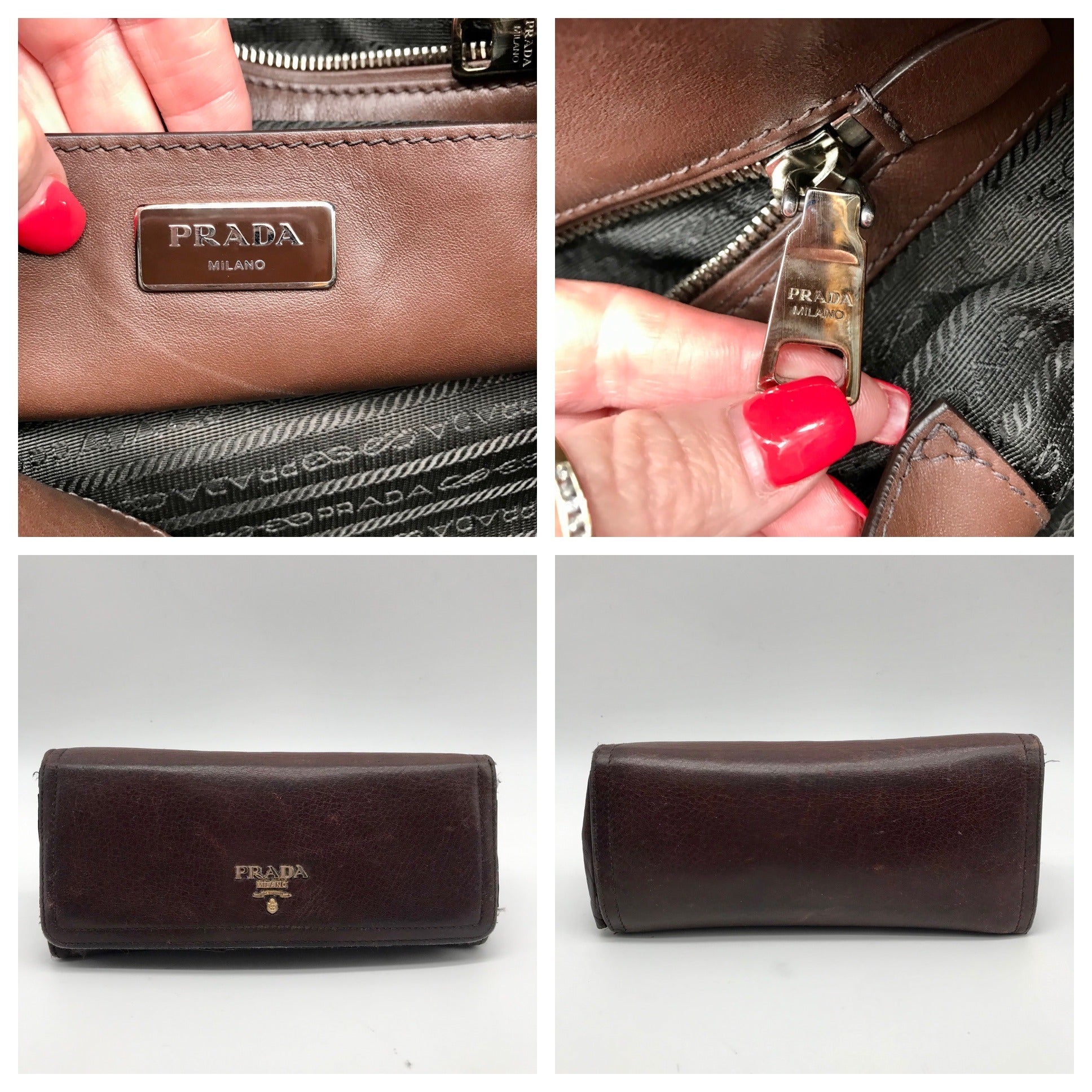 Prada Brown Cervo Leather Hobo Bag