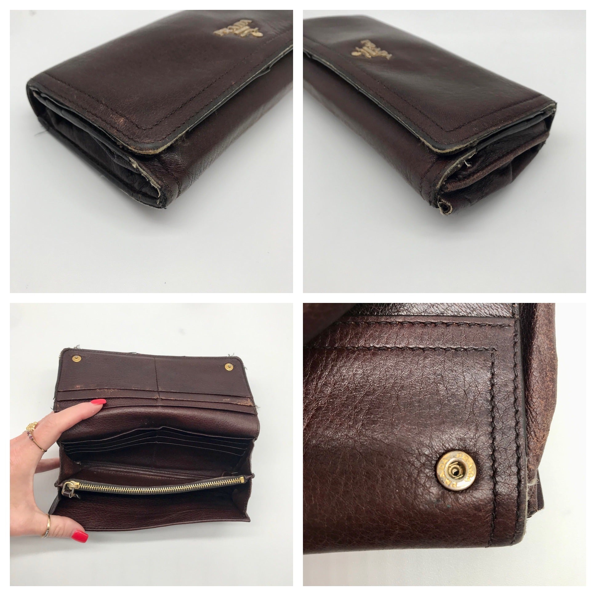 Prada Brown Cervo Leather Hobo Bag