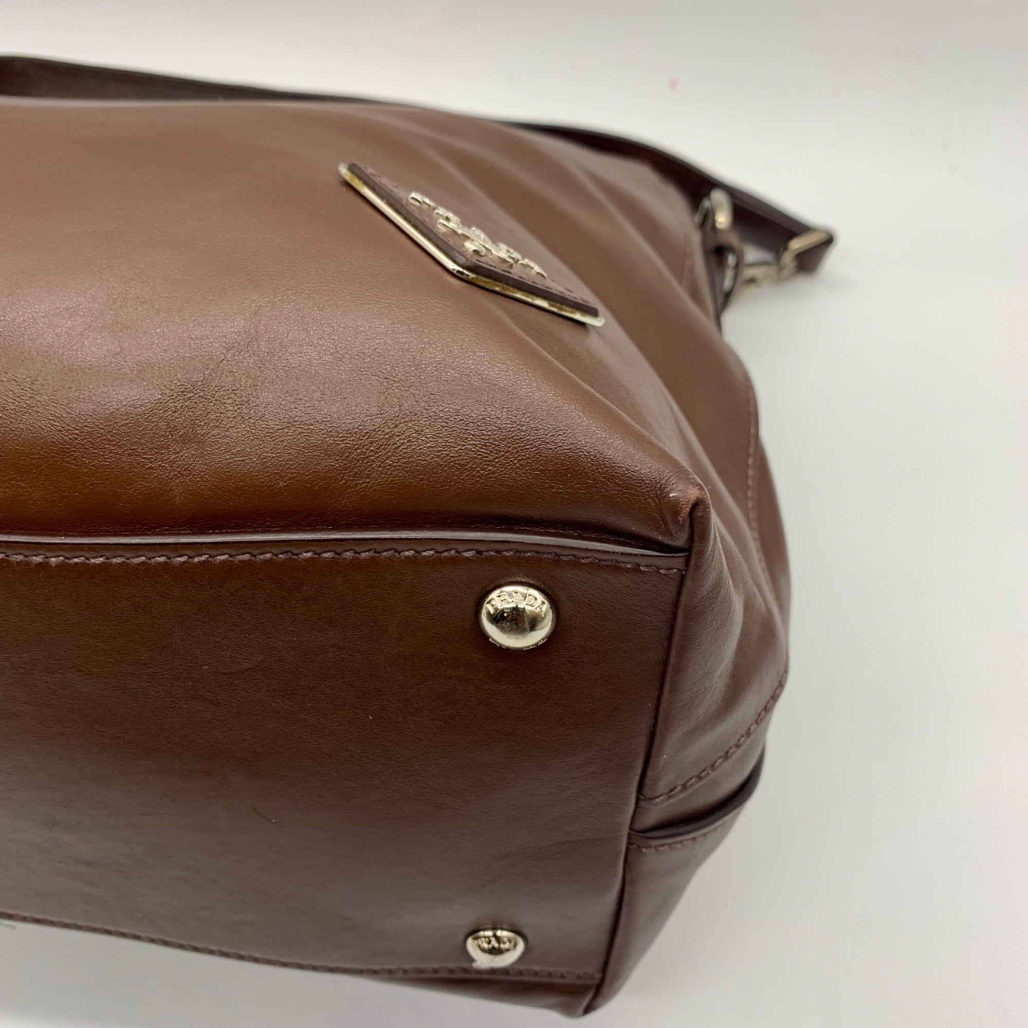 Prada Brown Cervo Leather Hobo Bag