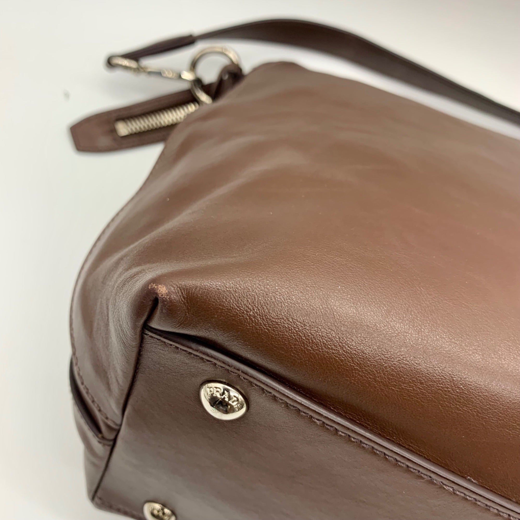Prada Brown Cervo Leather Hobo Bag