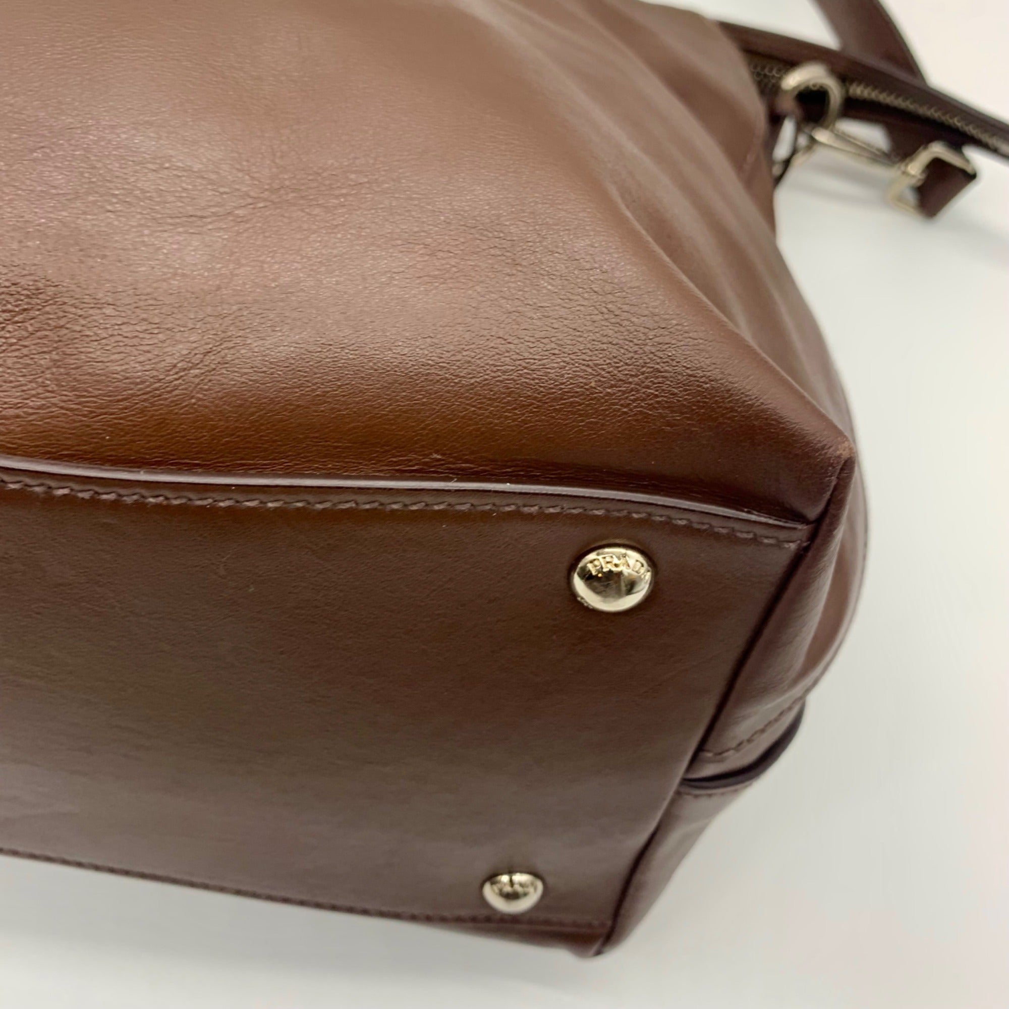 Prada Brown Cervo Leather Hobo Bag