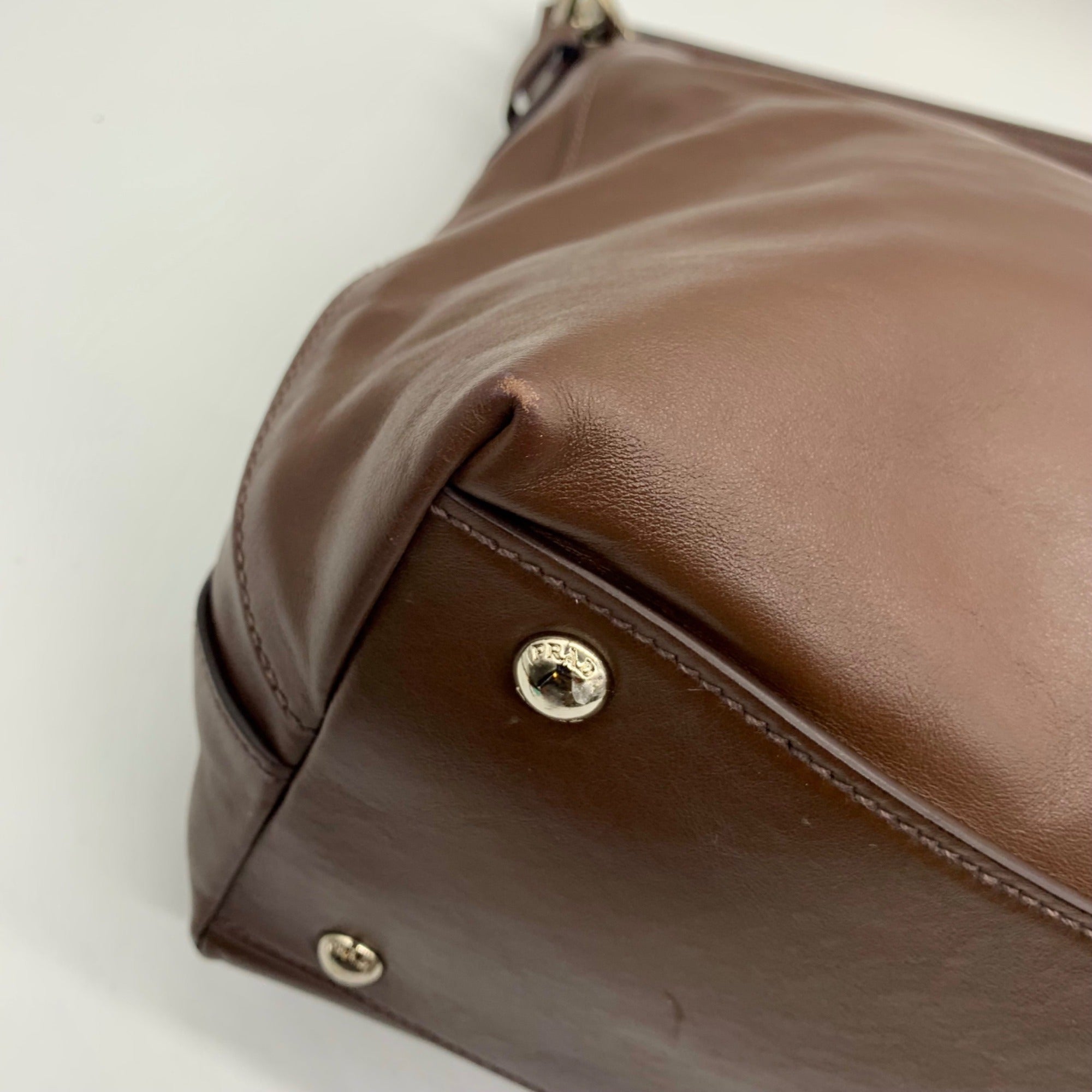 Prada Brown Cervo Leather Hobo Bag