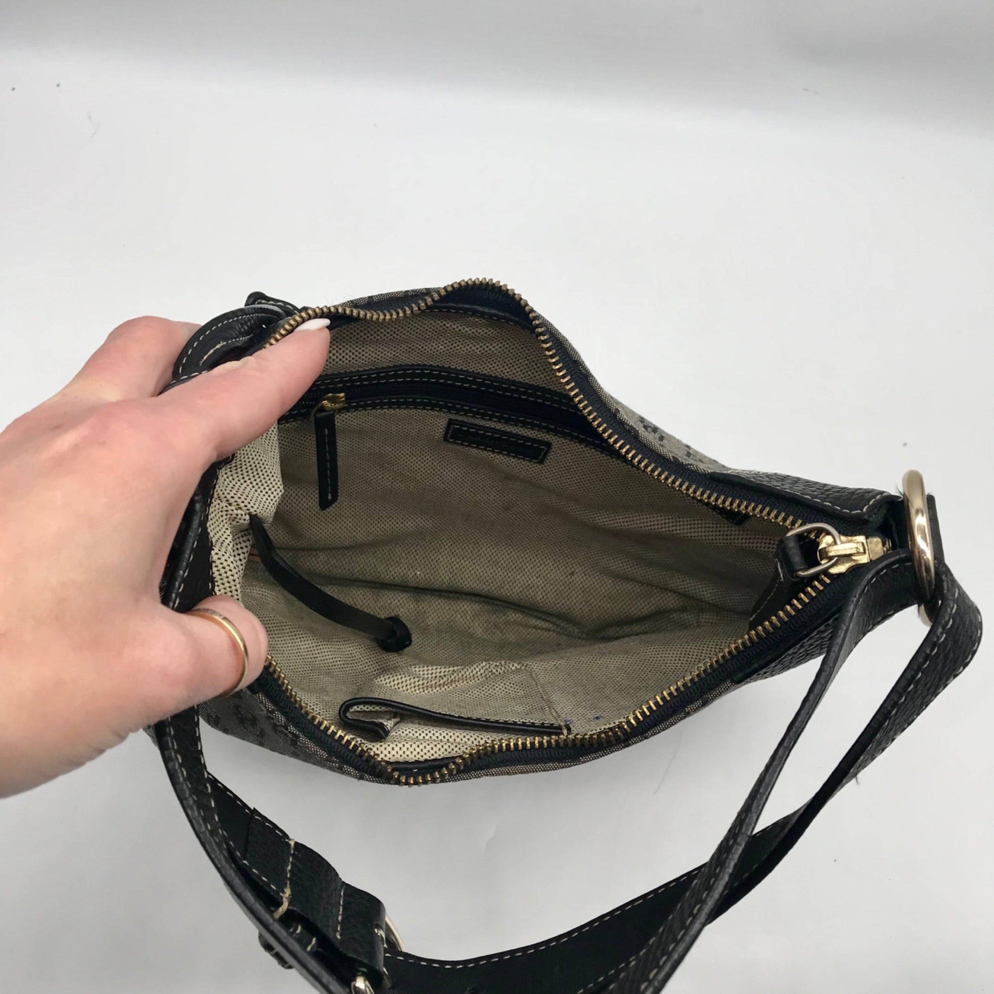 Dooney &amp; Bourke Gray Monogram Canvas Shoulder Bag