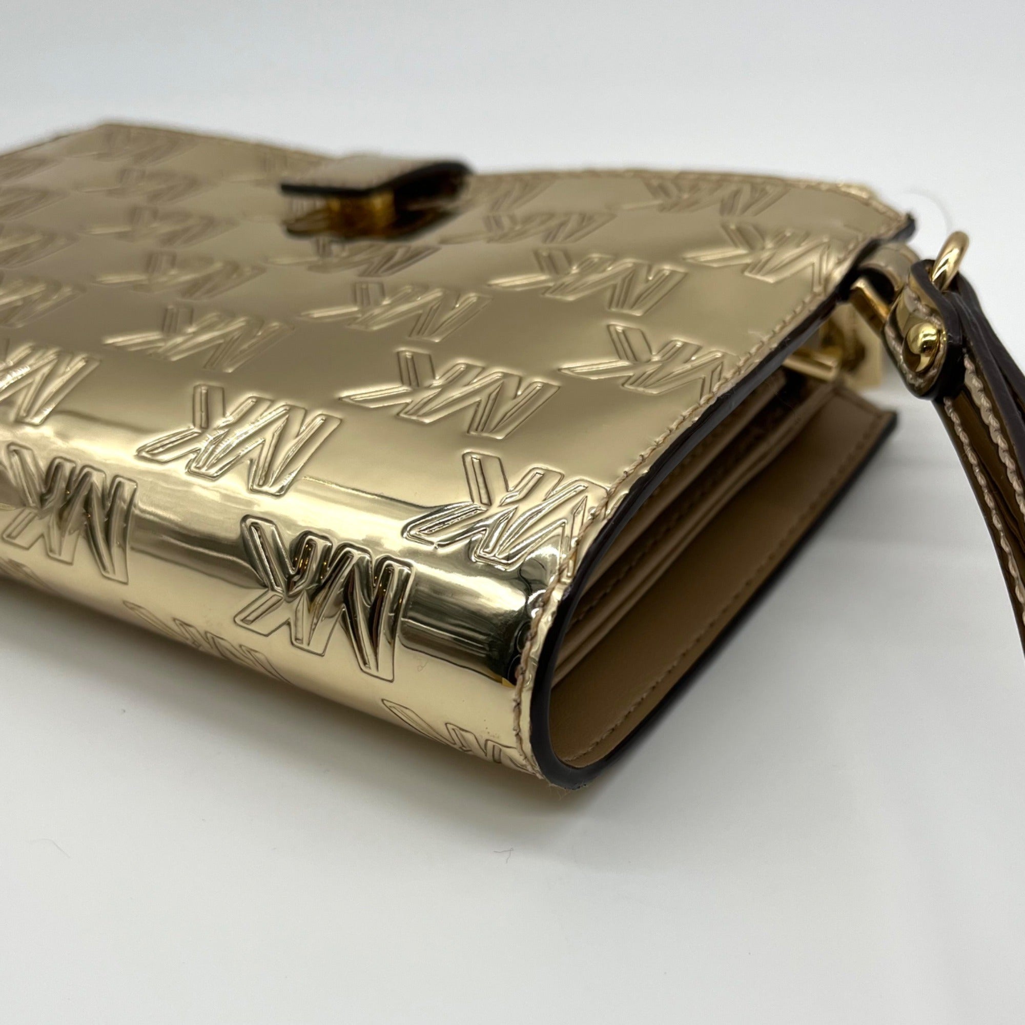 Michael Kors Metallic Pale Gold Jet Set Double Zip Wristlet
