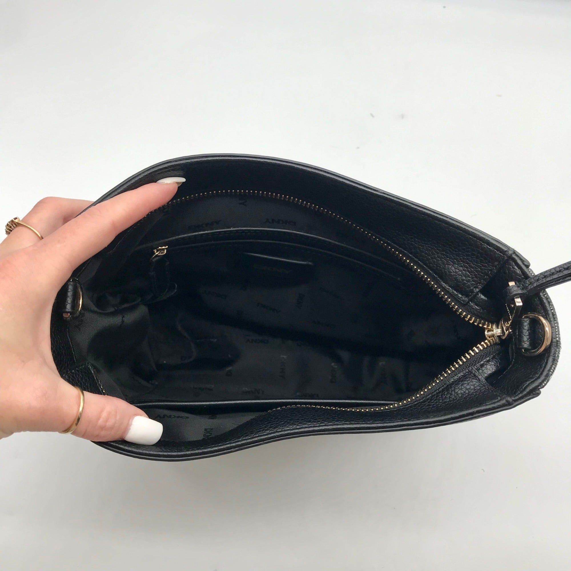DKNY Black Logo Zoie Messenger Crossbody Bag
