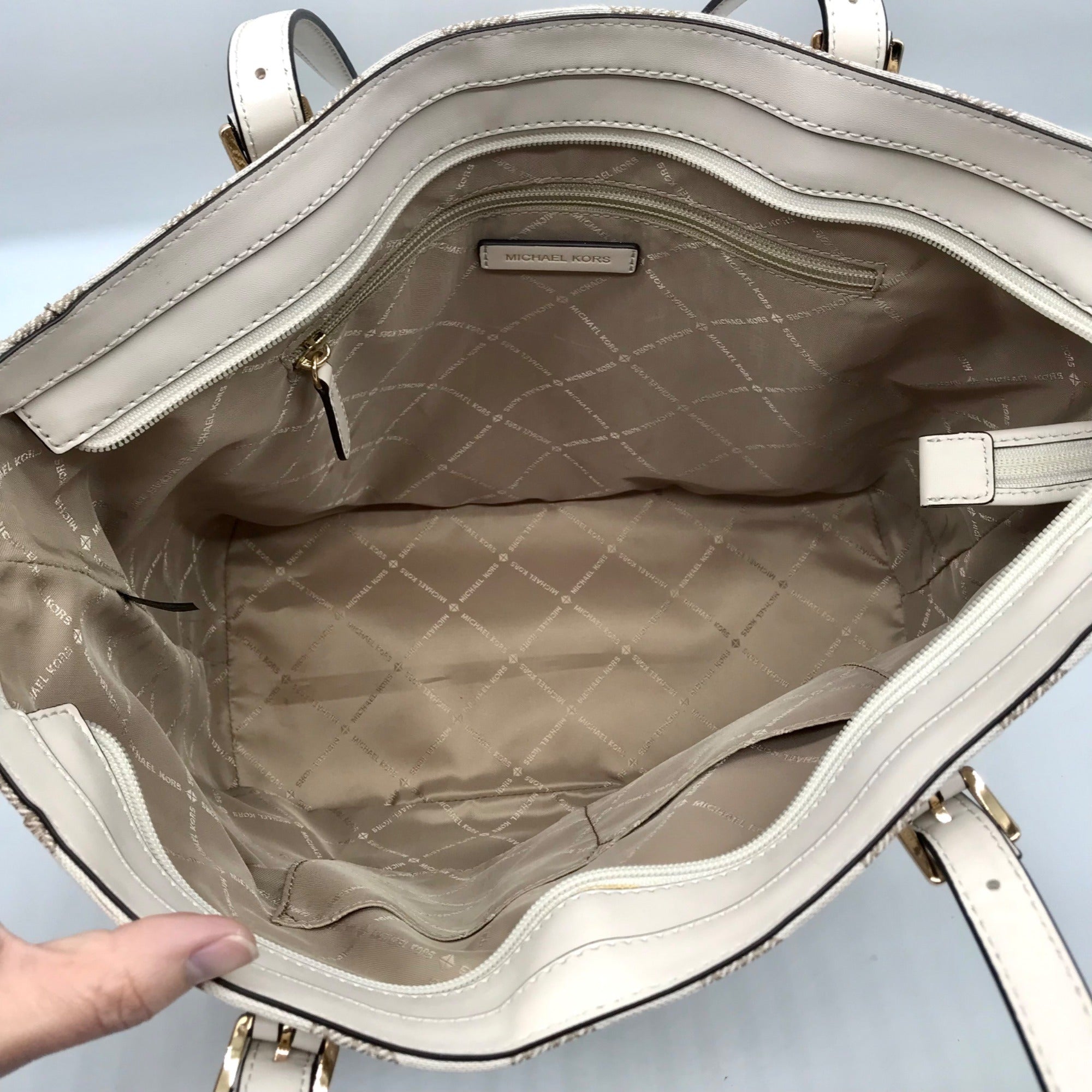 Michael Kors Signature Canvas Natural Beige Aria Tote