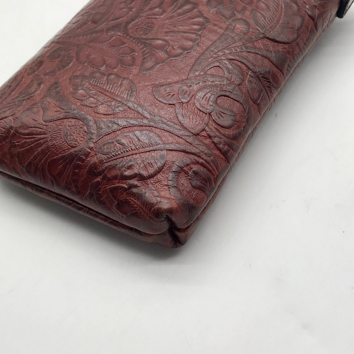 Patricia Nash Cognac Mini Tooled Leather Crossbody Bag