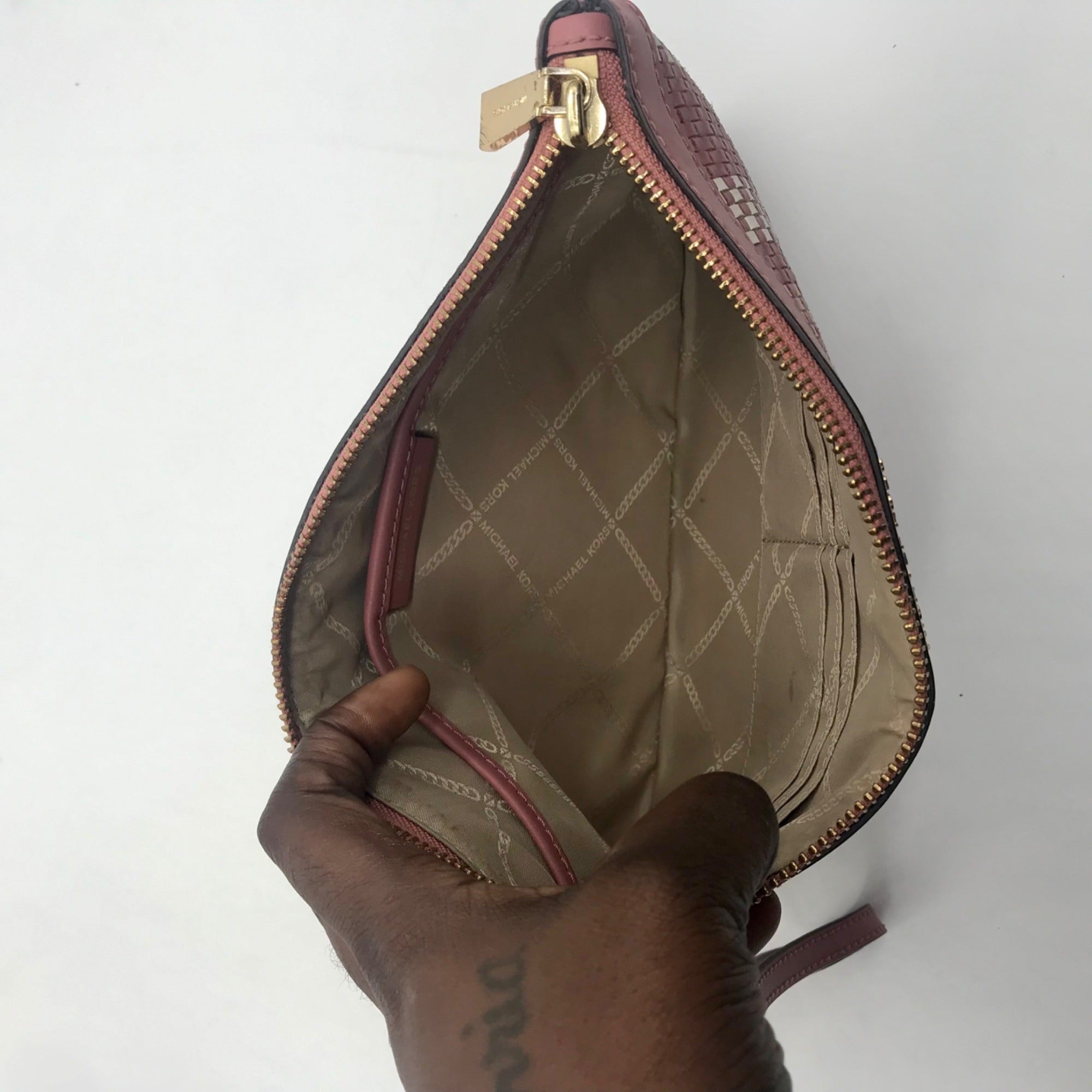 Michael Kors Pink Jet Set Charm Woven Wristlet