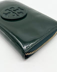 Tory Burch Black Patent Leather Continental Zip-Around Wallet