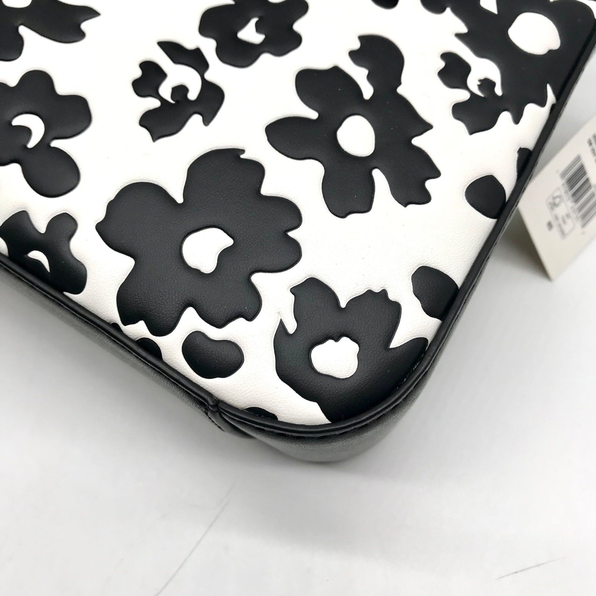 Michael Kors Black And White Leather Floral Print Crossbody Bag