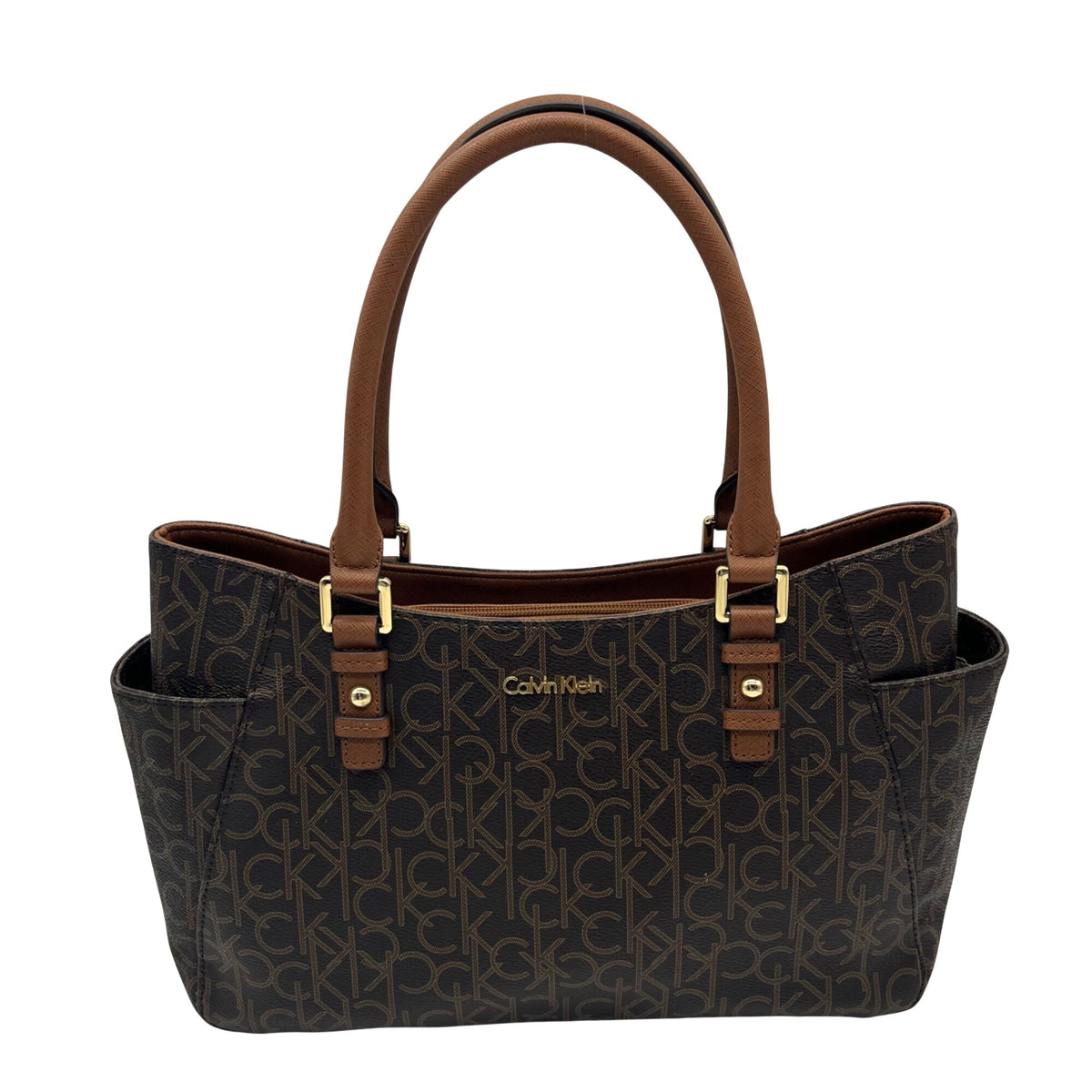 Calvin Klein Brown Monogram Triple-Compartment Tote Bag