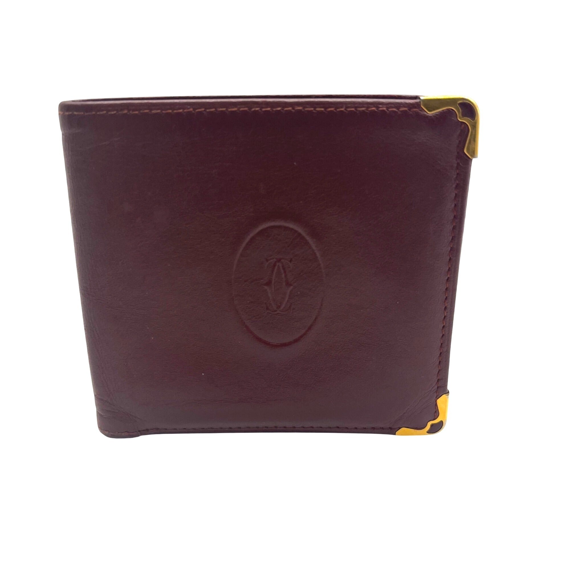Cartier Vintage Burgundy Smooth Leather Bifold Wallet