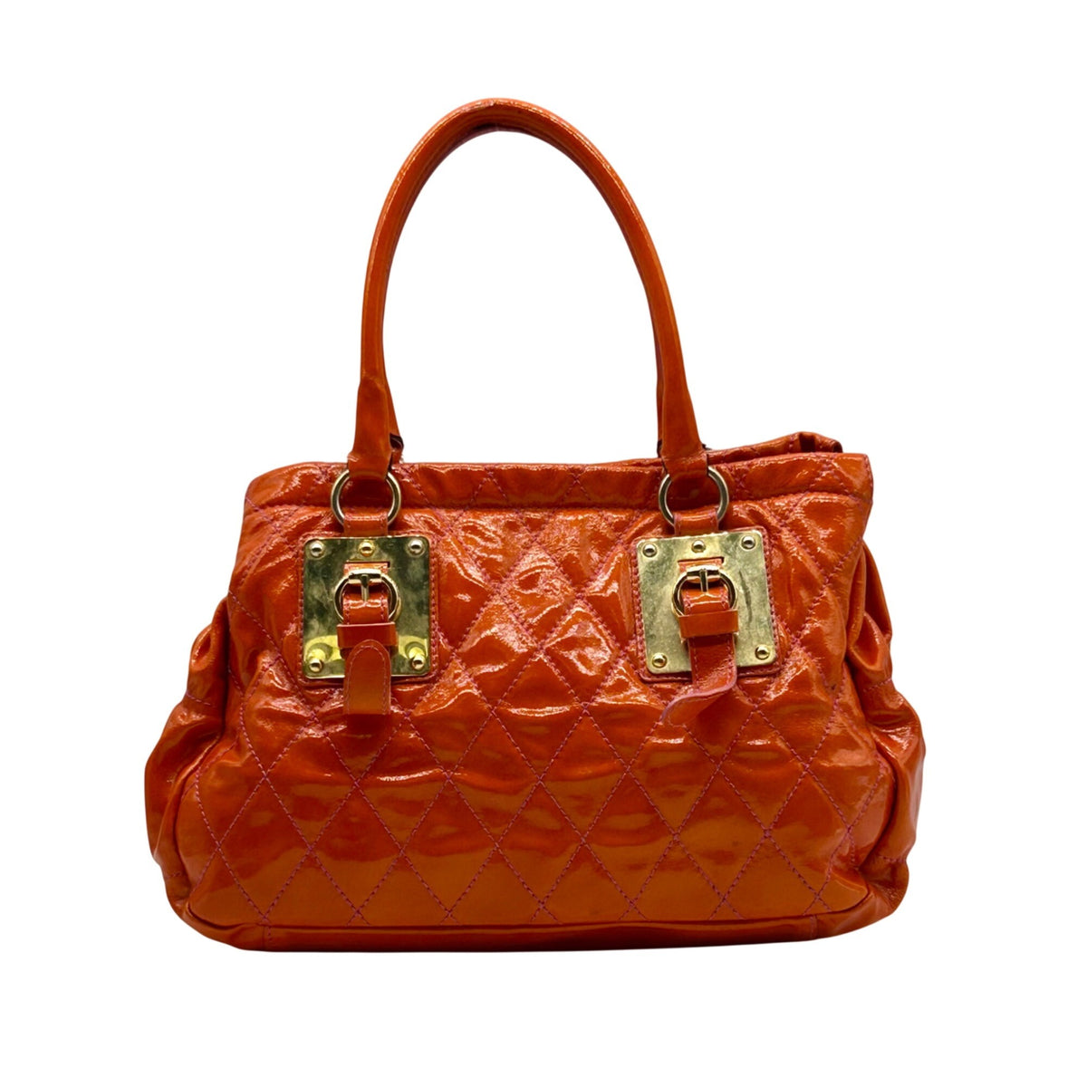 Cavalcanti Burnt Orange Patent Leather Shoulder Bag