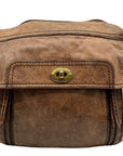 Fossil Brown Leather Vintage Turn Lock Crossbody Bag