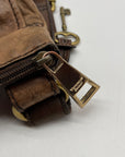 Fossil Brown Leather Vintage Turn Lock Crossbody Bag