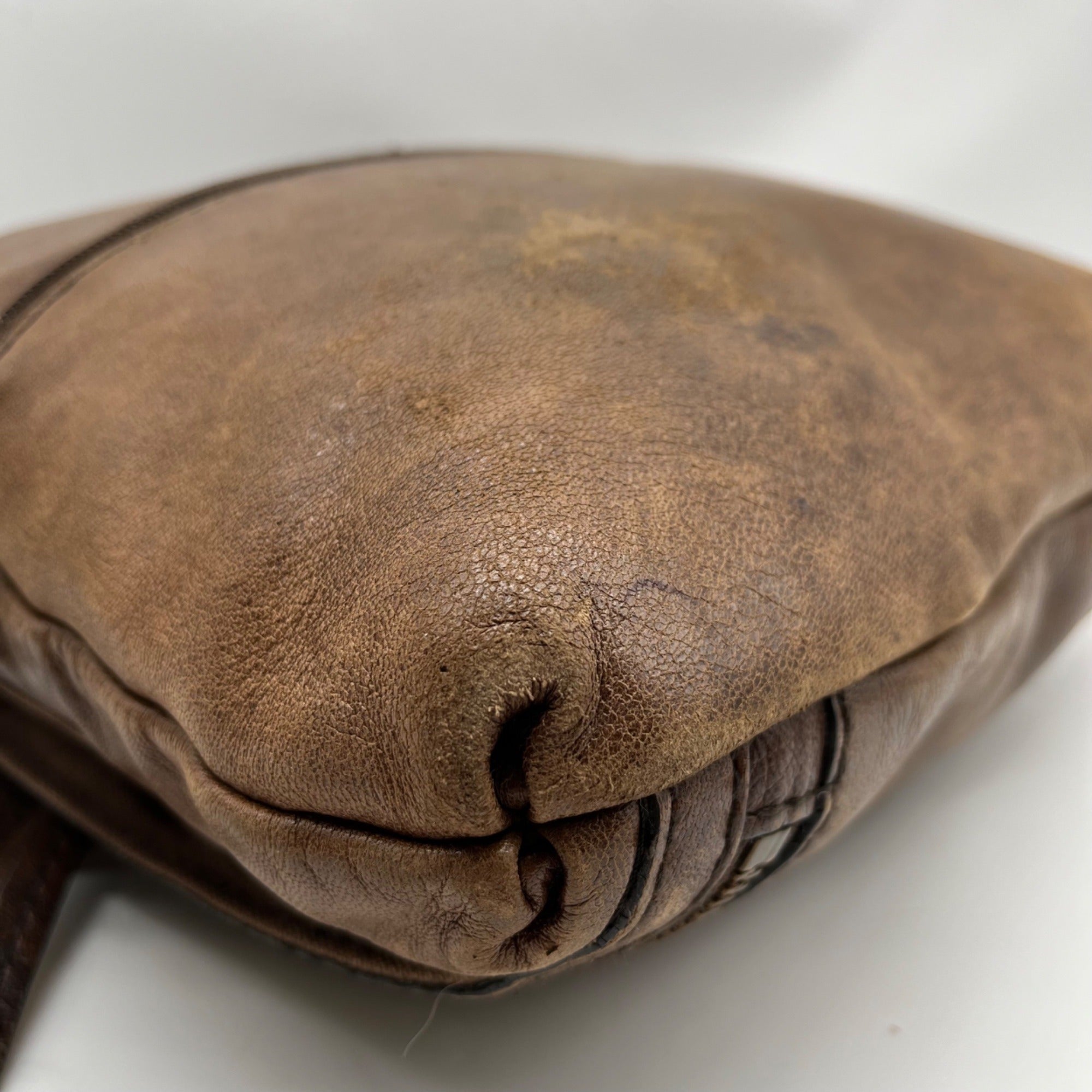 Fossil Brown Leather Vintage Turn Lock Crossbody Bag