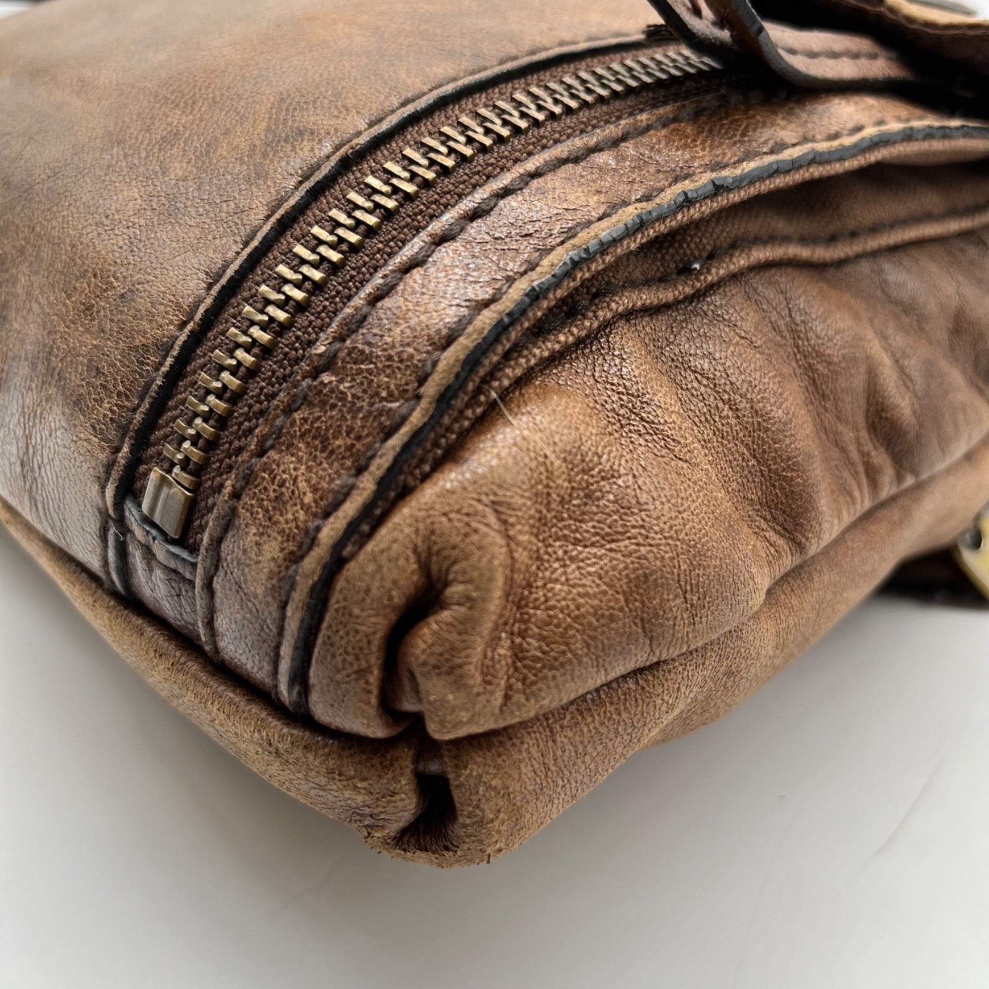 Fossil Brown Leather Vintage Turn Lock Crossbody Bag