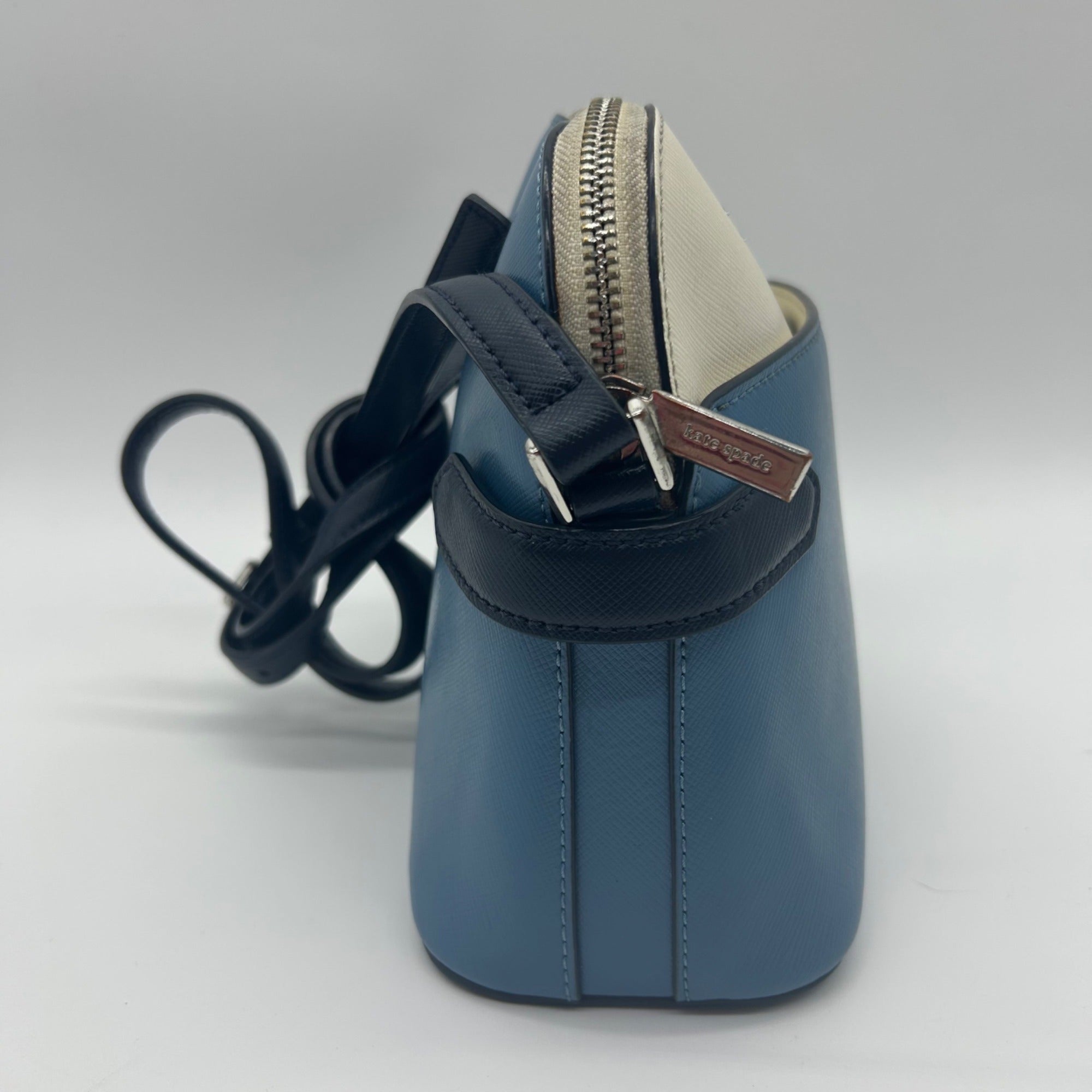 Kate Spade Blue Staci Saffiano Leather Colorblock Dome Crossbody Bag