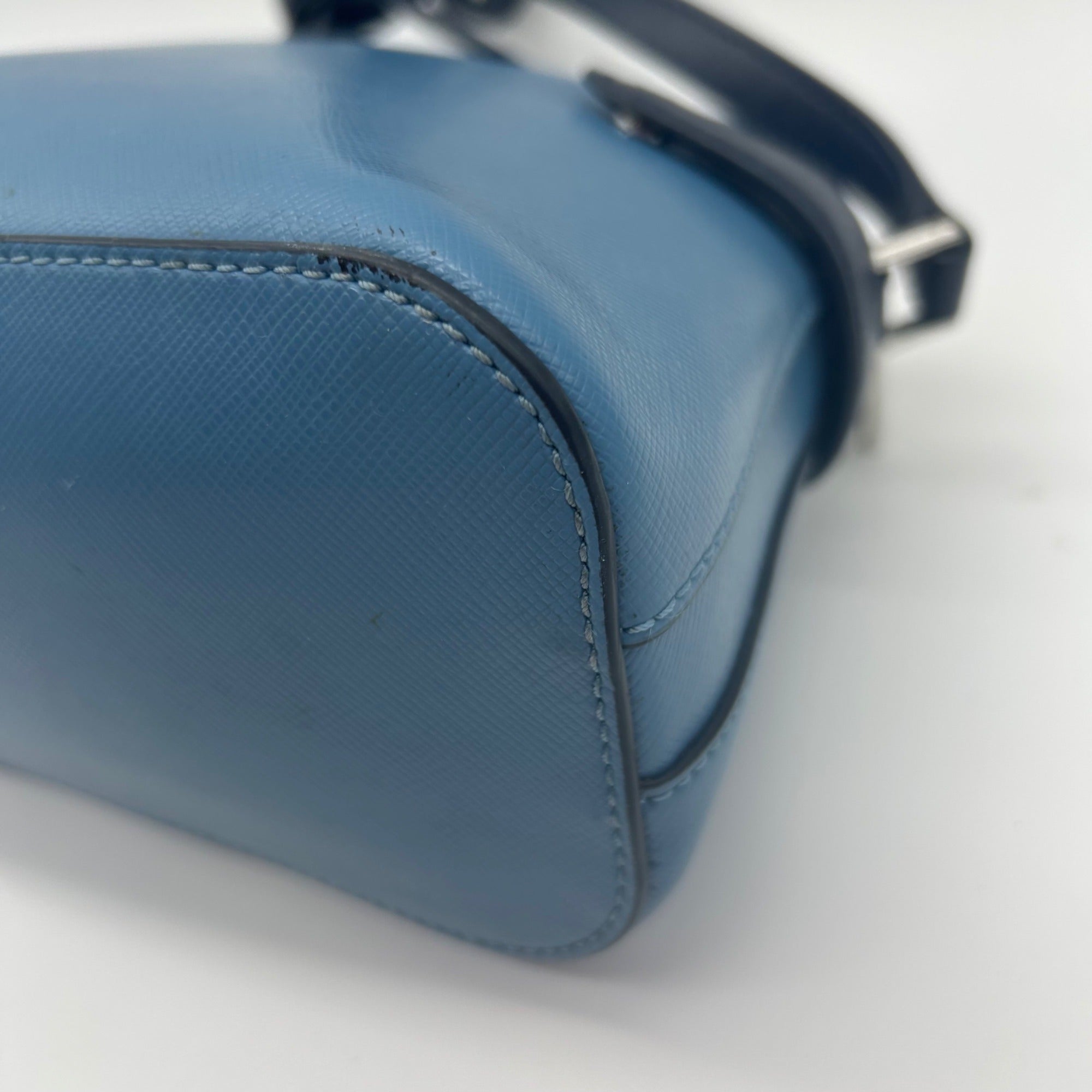 Kate Spade Blue Staci Saffiano Leather Colorblock Dome Crossbody Bag