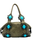 Charm & Luck Vintage Stone Grey Leather Hobo Bag