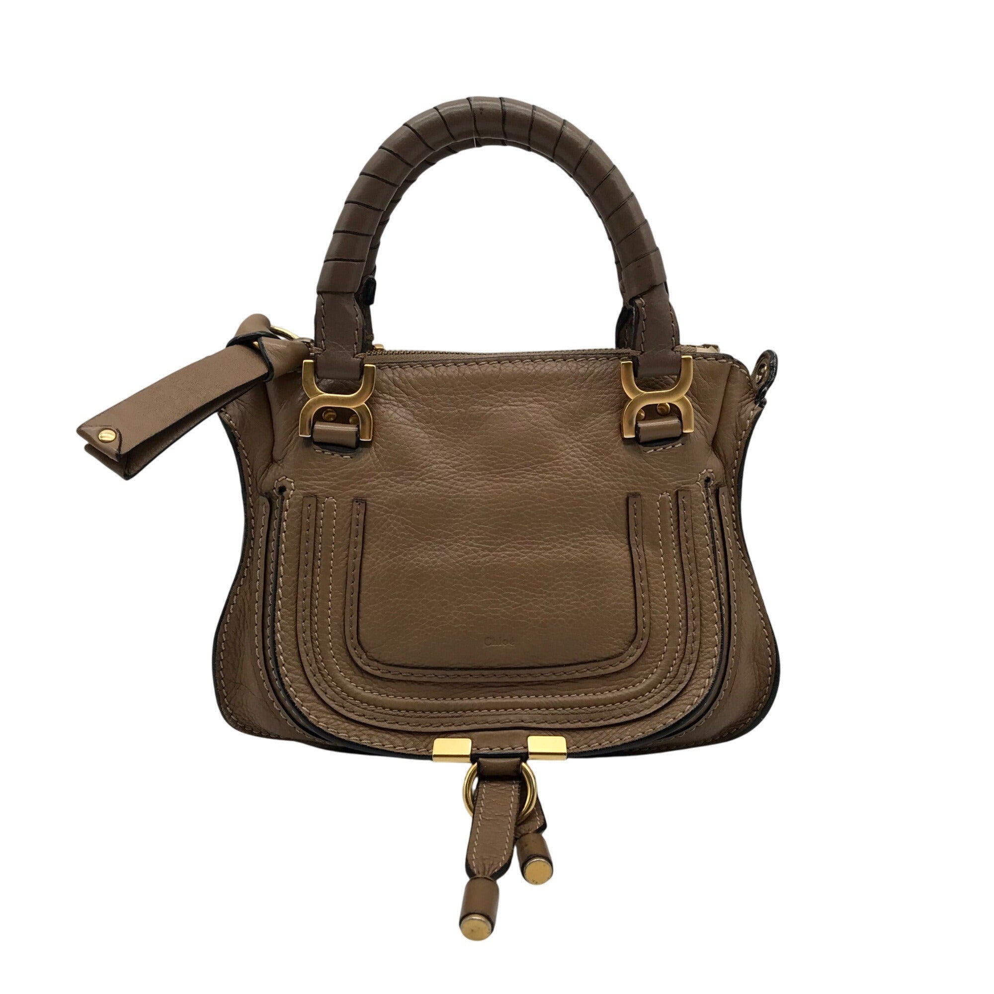Chloe Brown Leather Marcie Double Carry Crossbody Bag 