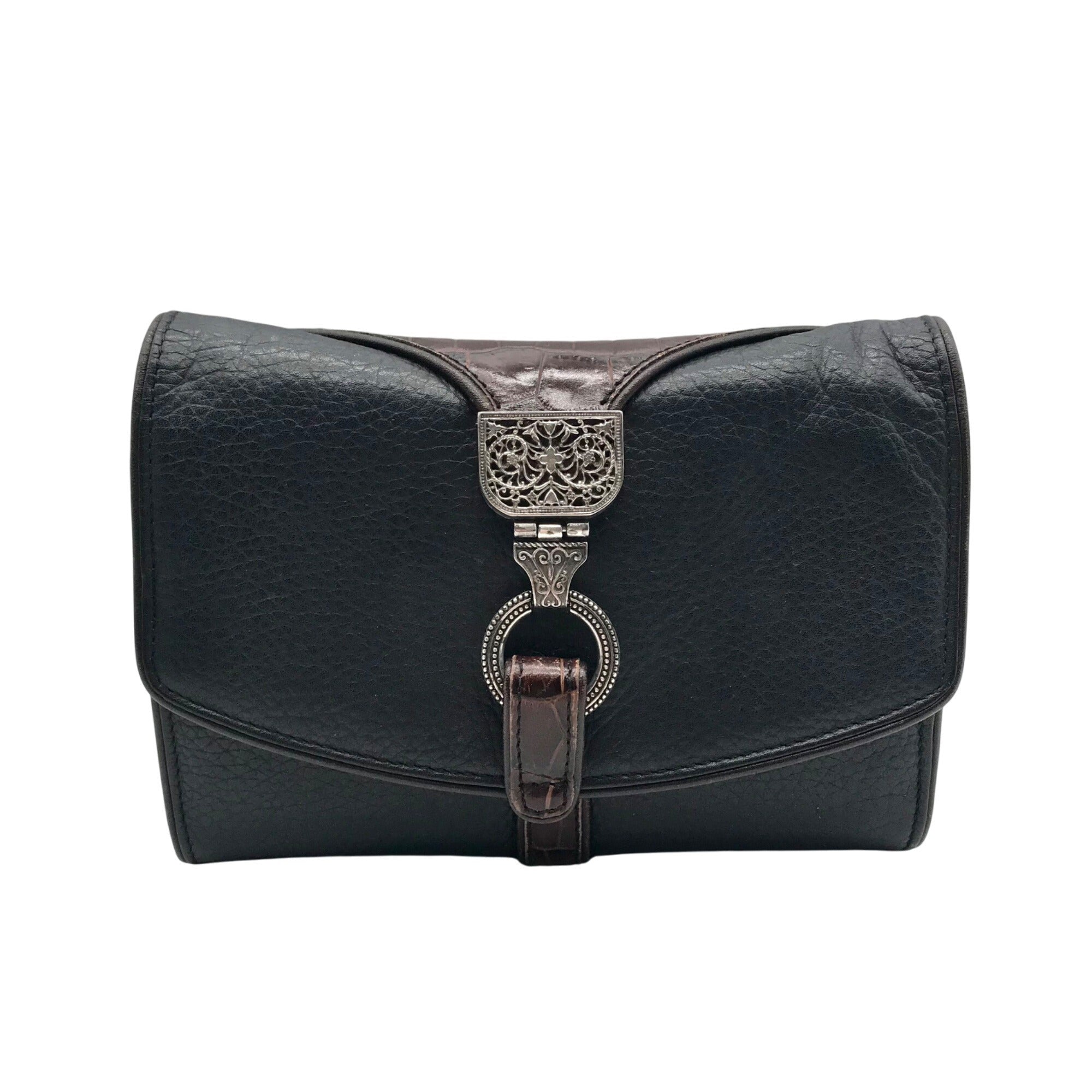 Brighton Black and Brown Leather Nepal Organizer Bag