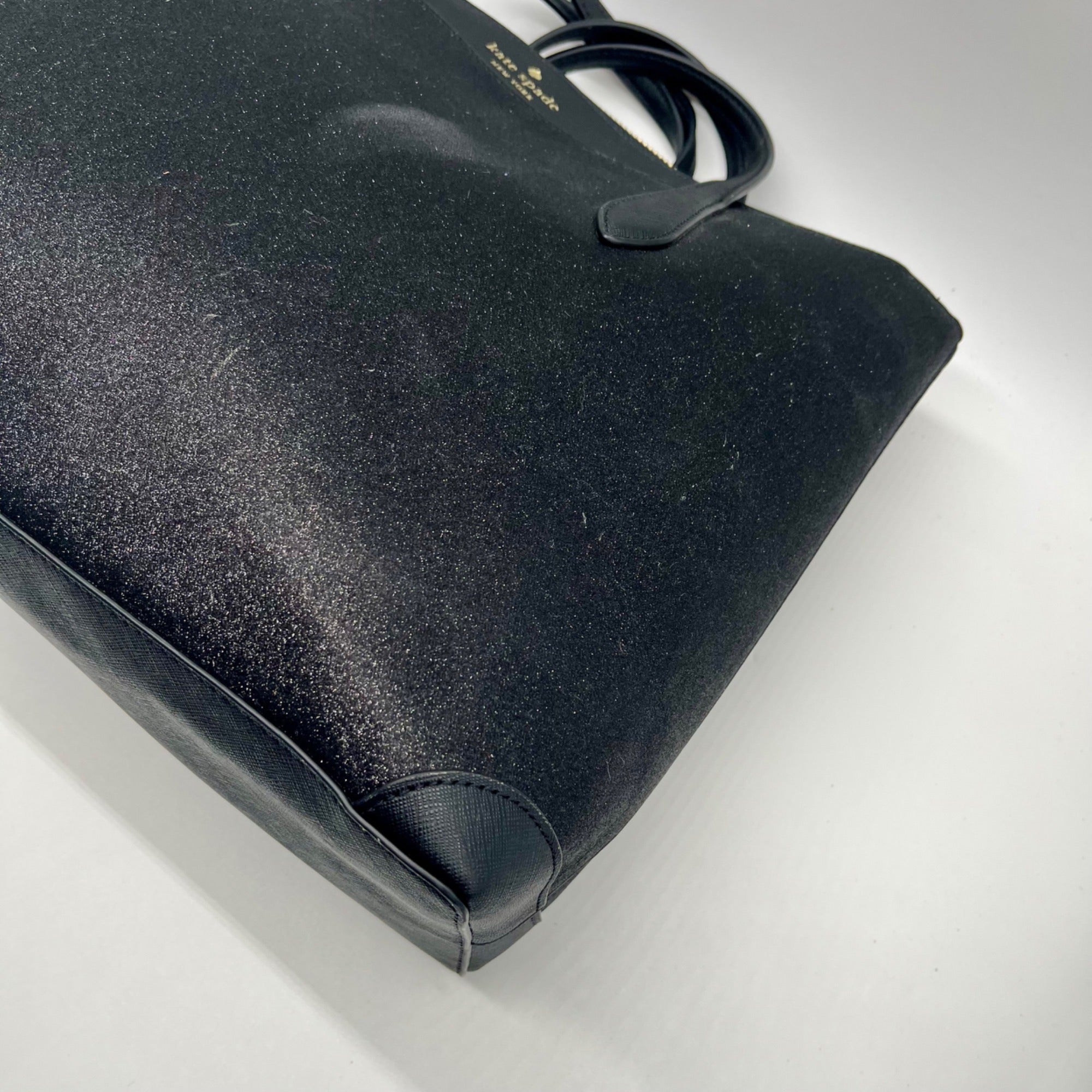 Kate Spade Black Leather Shimmy Tote Bag