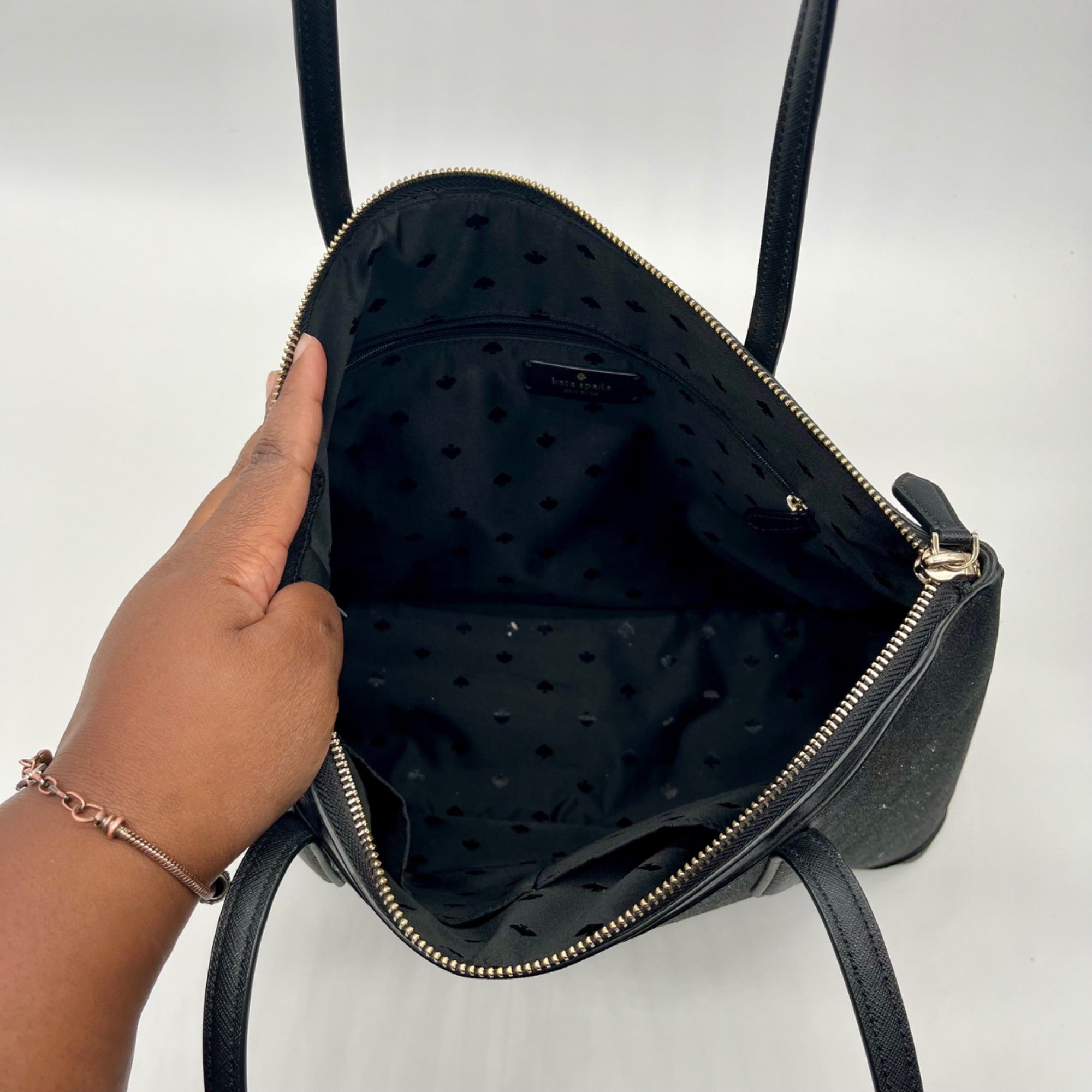 Kate Spade Black Leather Shimmy Tote Bag