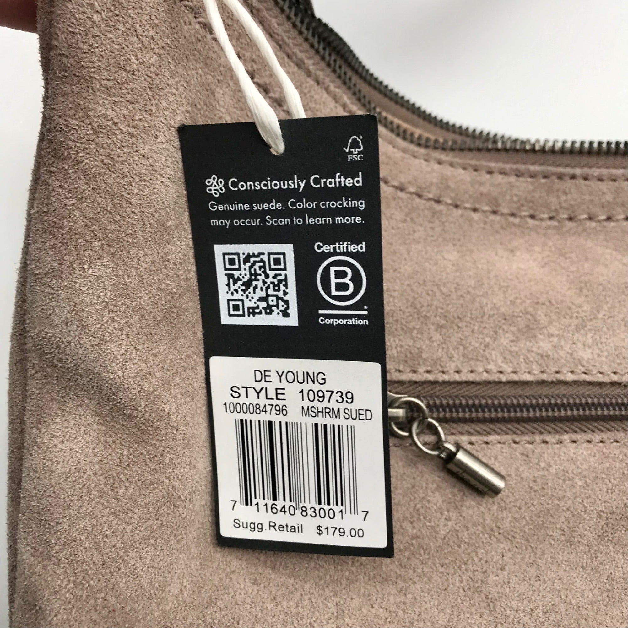 The Sak Gray Genuine Suede De Young Shoulder Bag