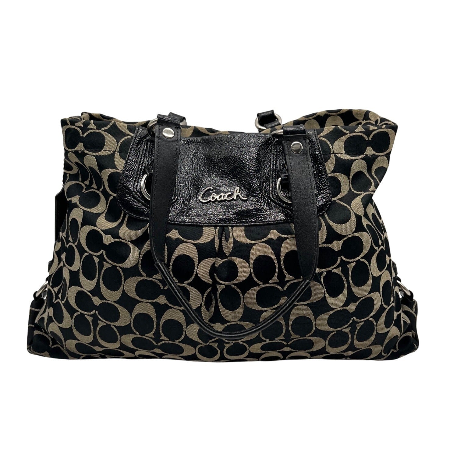 Coach Ashely Black Signature Satchel Bag F15510