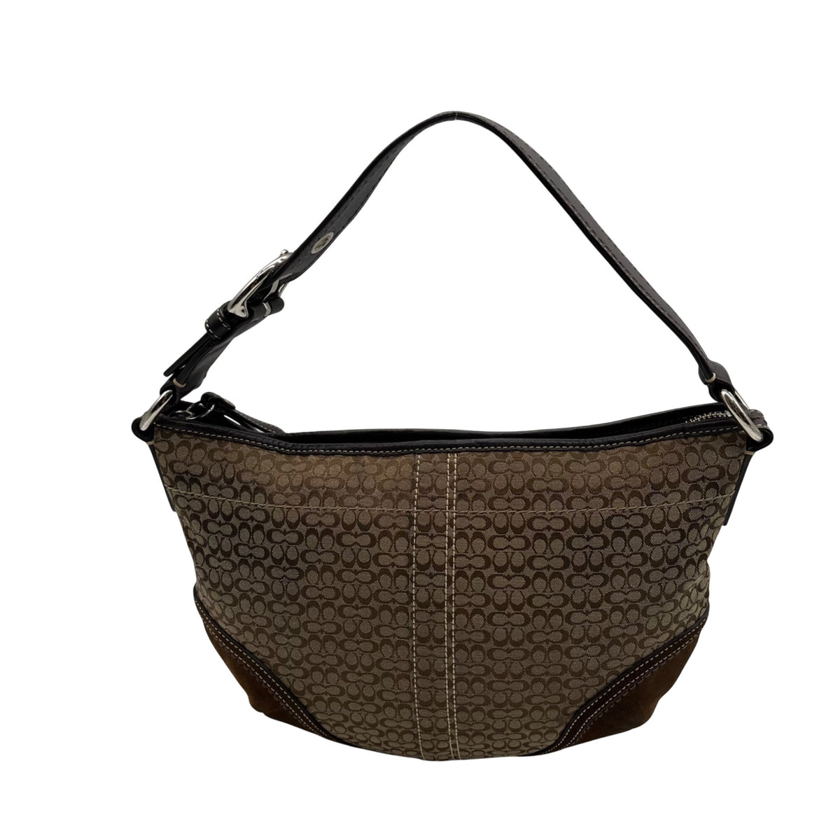 Coach Beige And Brown Signature Canvas Hobo Shoulder Bag