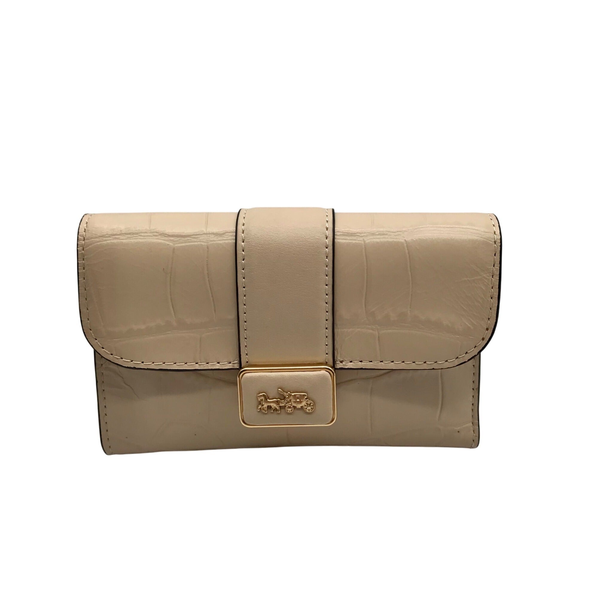 Coach Beige Embossed Leather Grace Wallet 