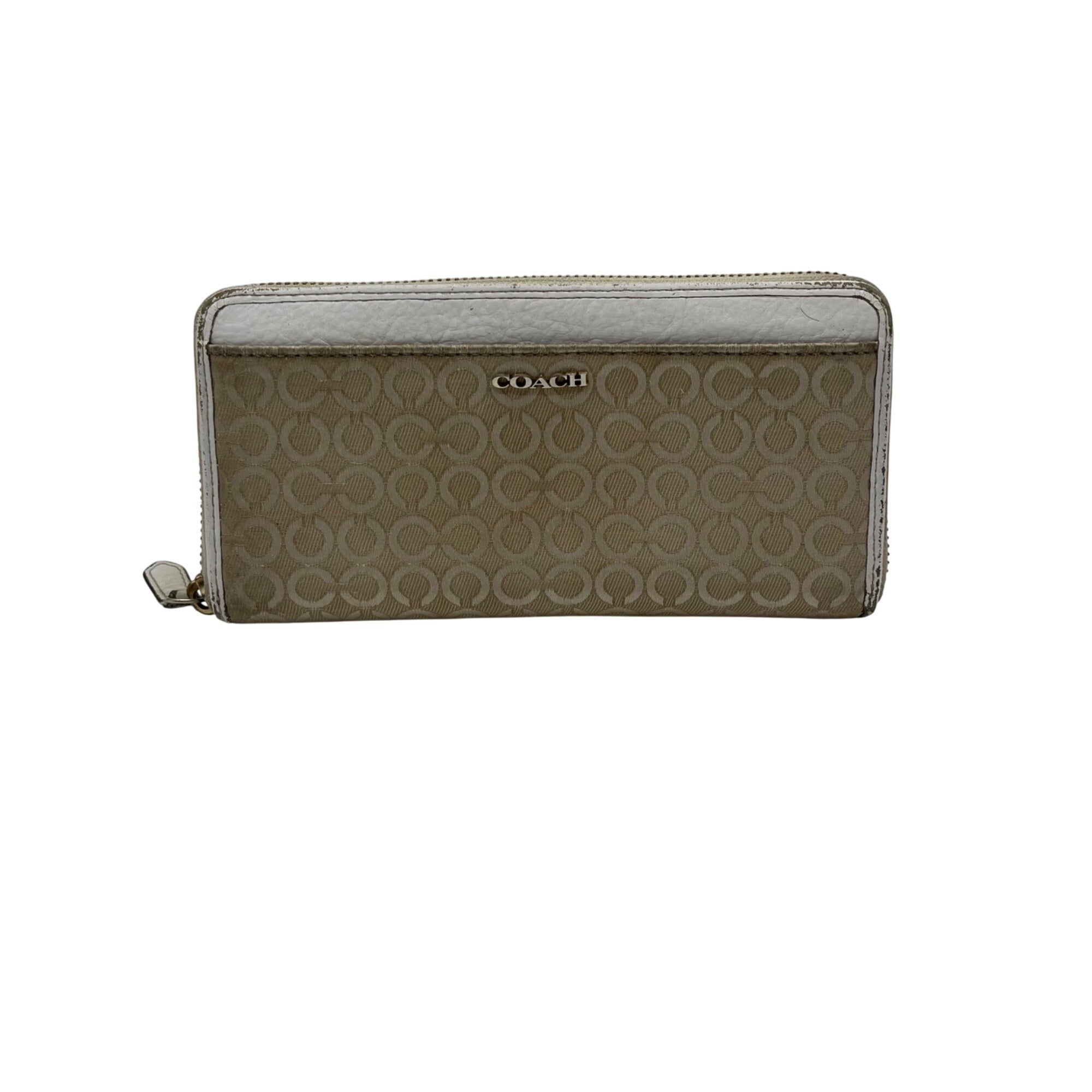 Coach Beige Madison Op Art Accordion Zip Wallet