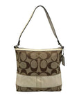 Coach Beige Signature C Monogram Canvas Stripe Shoulder Bag F13674