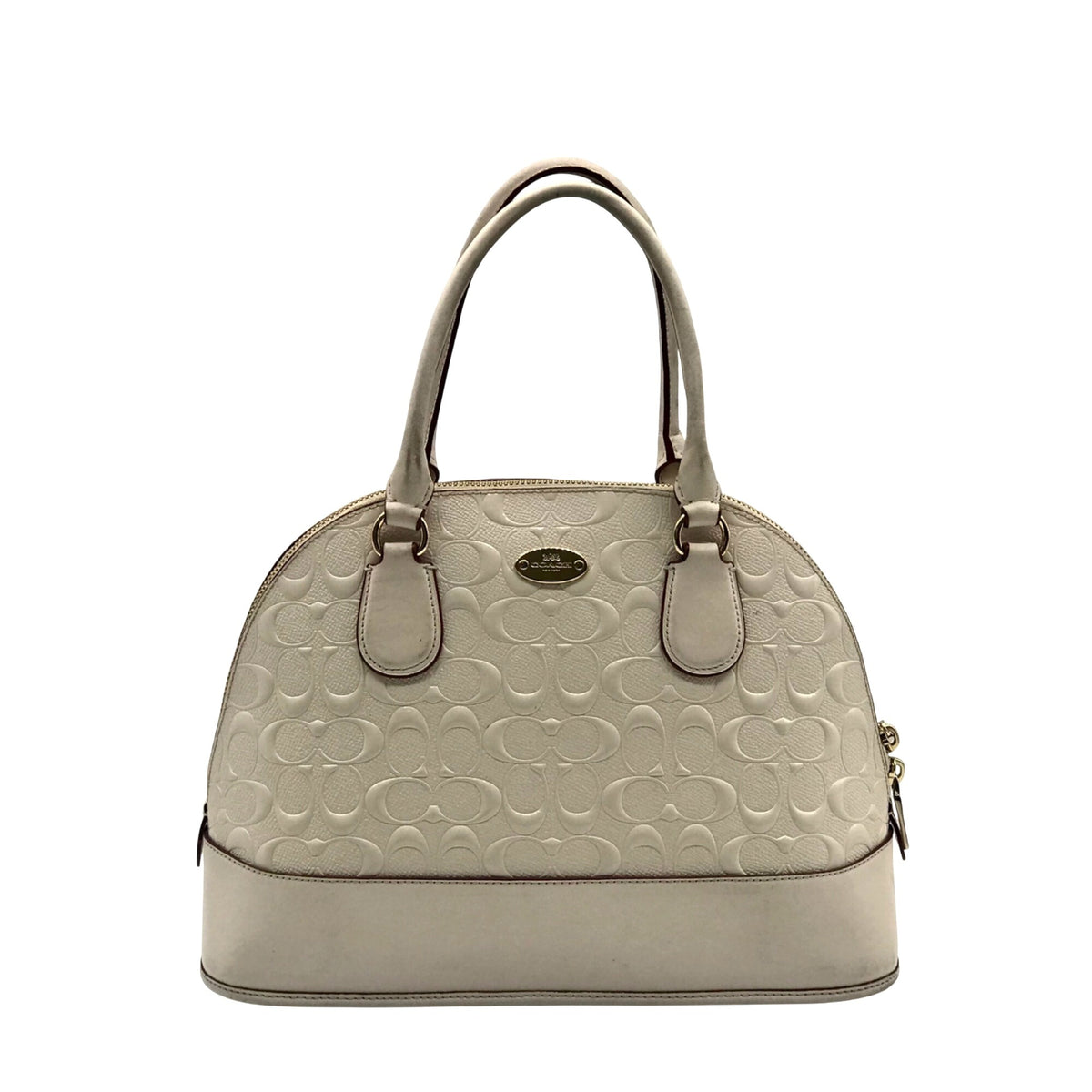 Coach Beige Signature Canvas Dome Satchel Bag