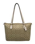 Coach Beige and Cream Signature Coated Canvas Station Tote Bag CH504 
